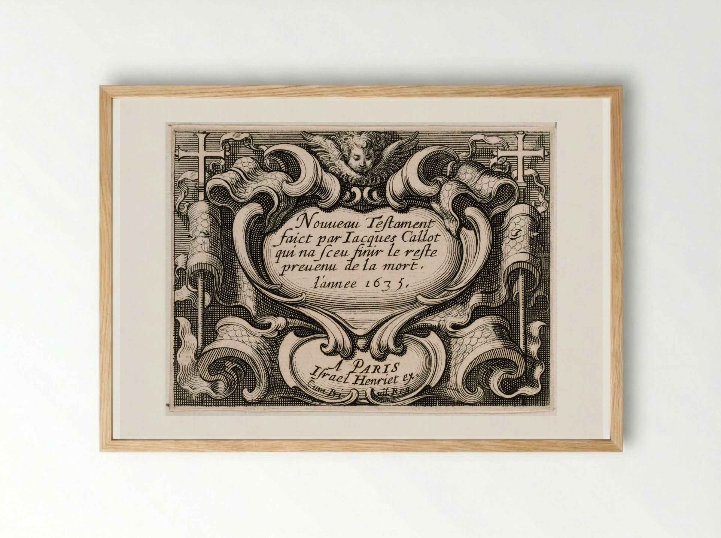 Frontispiece to New Testament series of Callot - Abraham Bosse - Framed Print Wood