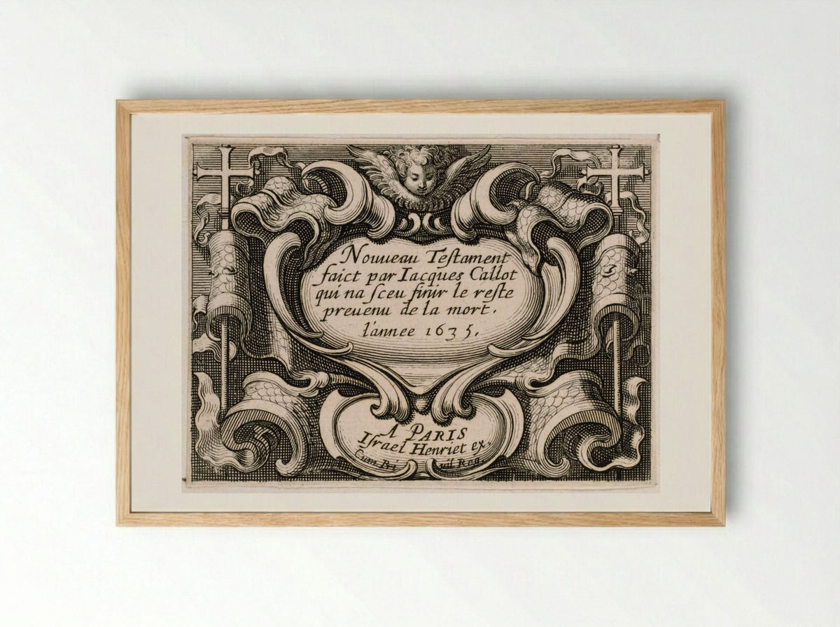 Frontispiece to New Testament series of Callot - Abraham Bosse - Framed Print Wood