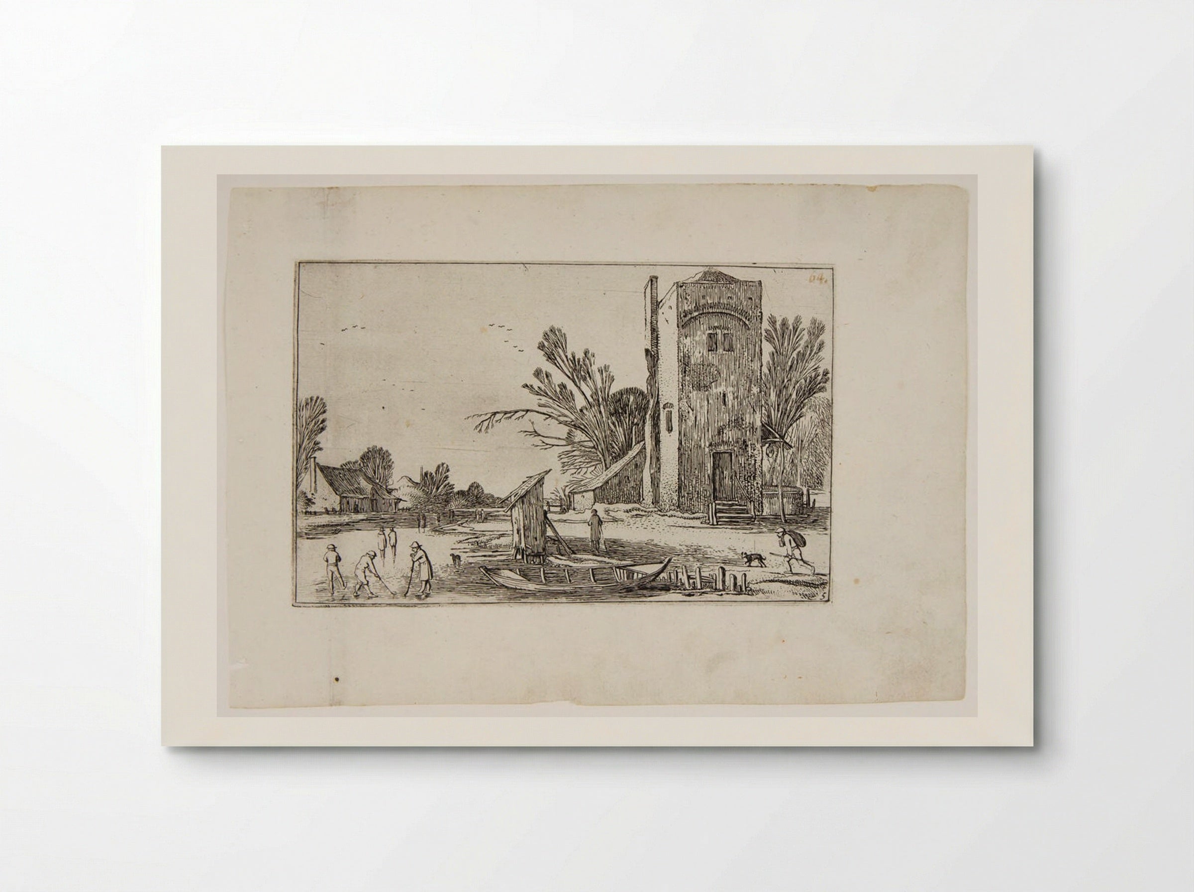 Frozen River to the Left of a Square Tower - Esaias van de Velde - Poster
