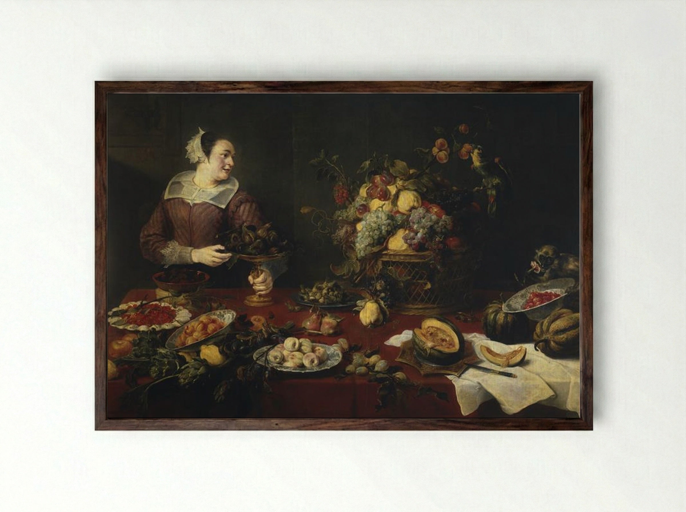Fruit Seller - Frans Snyders - Framed Print Dark Wood