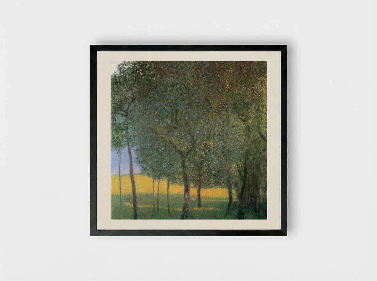 Fruit Trees by Henri Rousseau – Naïve Art Orchard Landscape Print - Framed Print Black