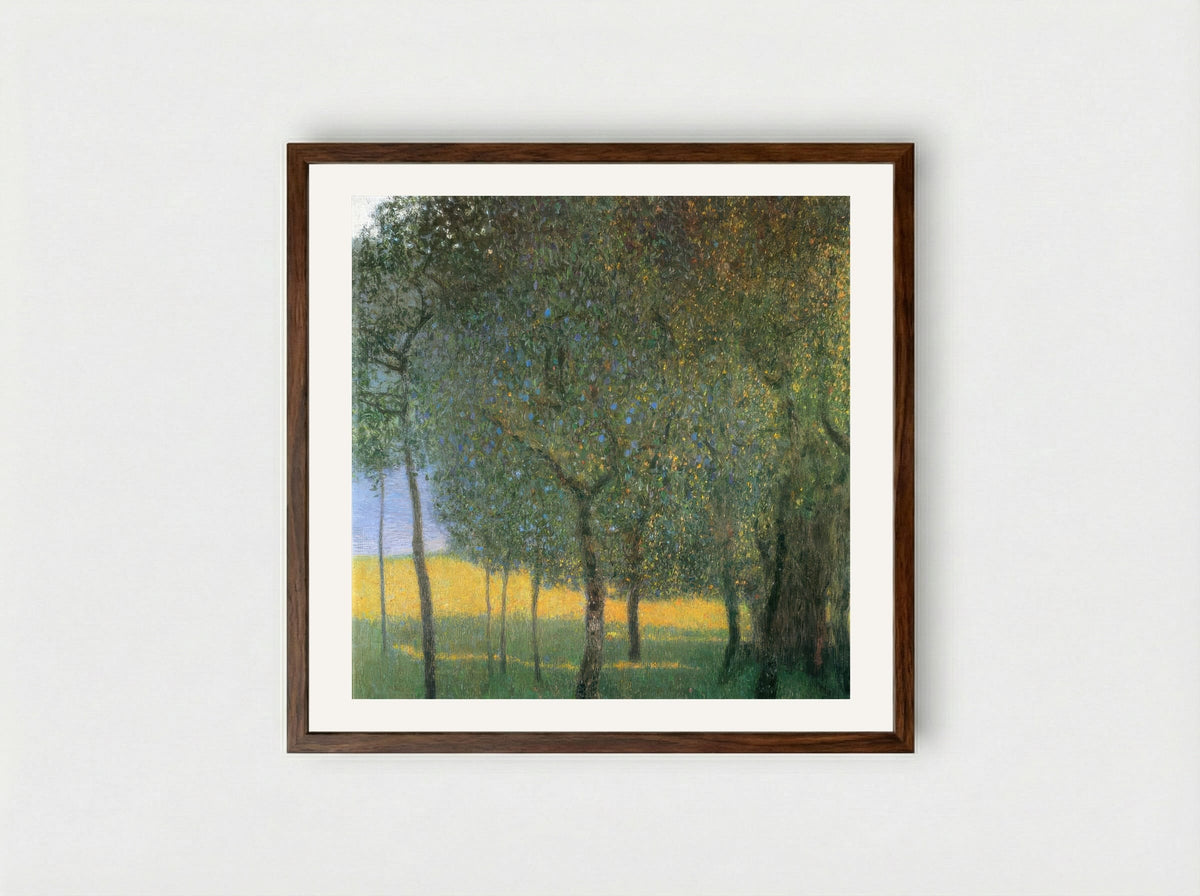 Fruit Trees by Henri Rousseau – Naïve Art Orchard Landscape Print - Framed Print Dark Wood