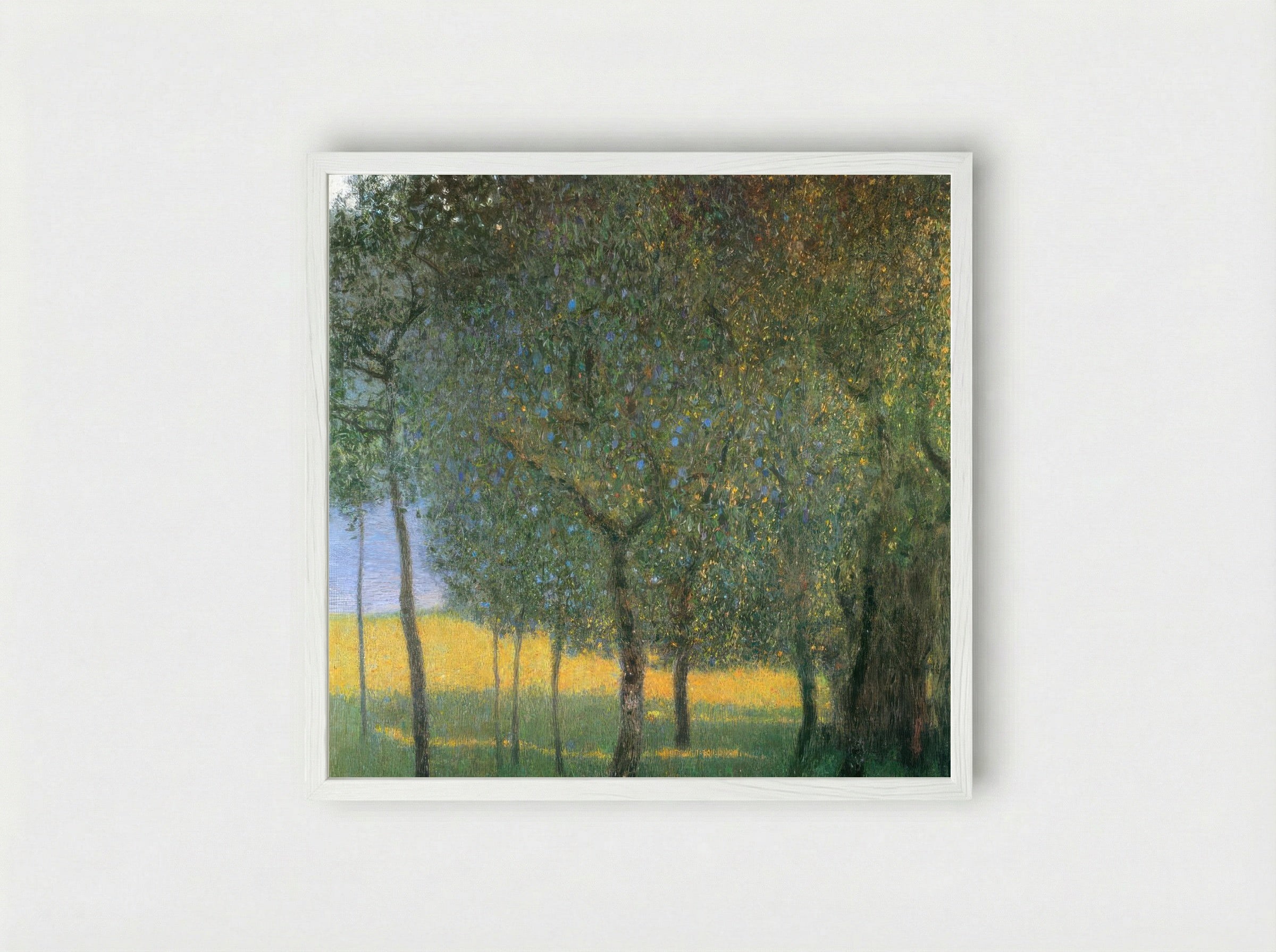 Fruit Trees by Henri Rousseau – Naïve Art Orchard Landscape Print - Framed Print White