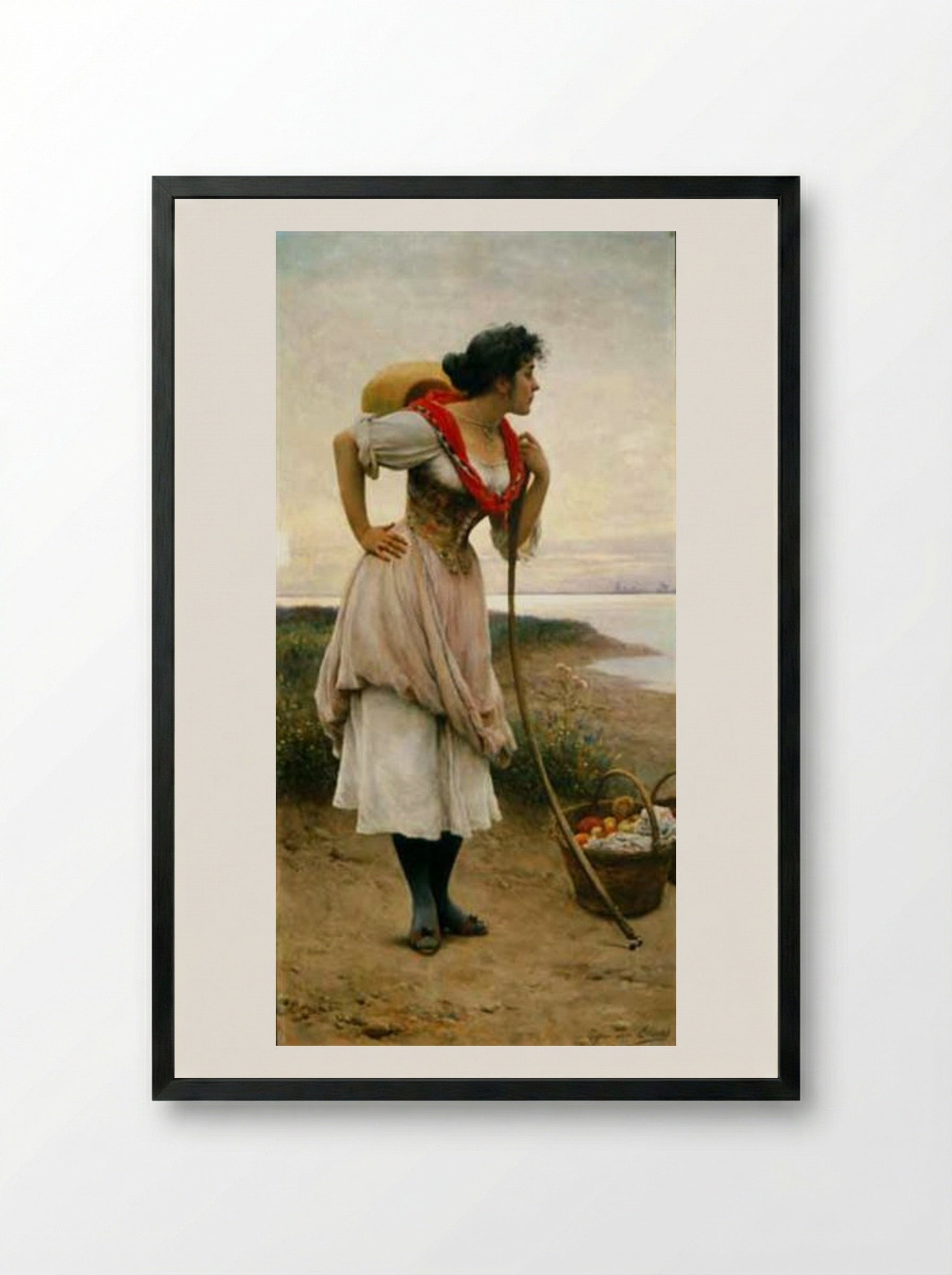 Fruit Vendor - Eugene de Blaas - Framed Print Black
