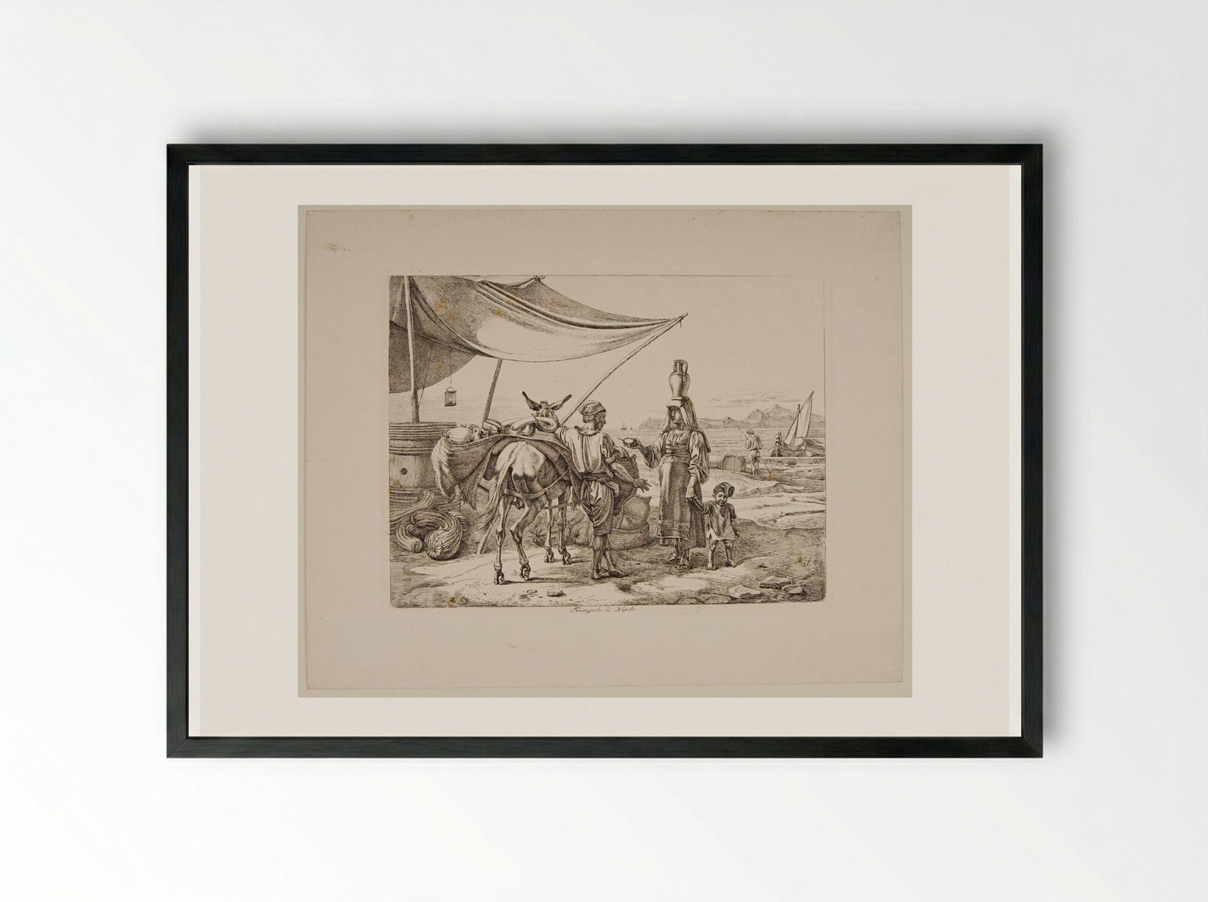Fruit-dealer of Naples - Johann Adam Klein - Framed Print Black