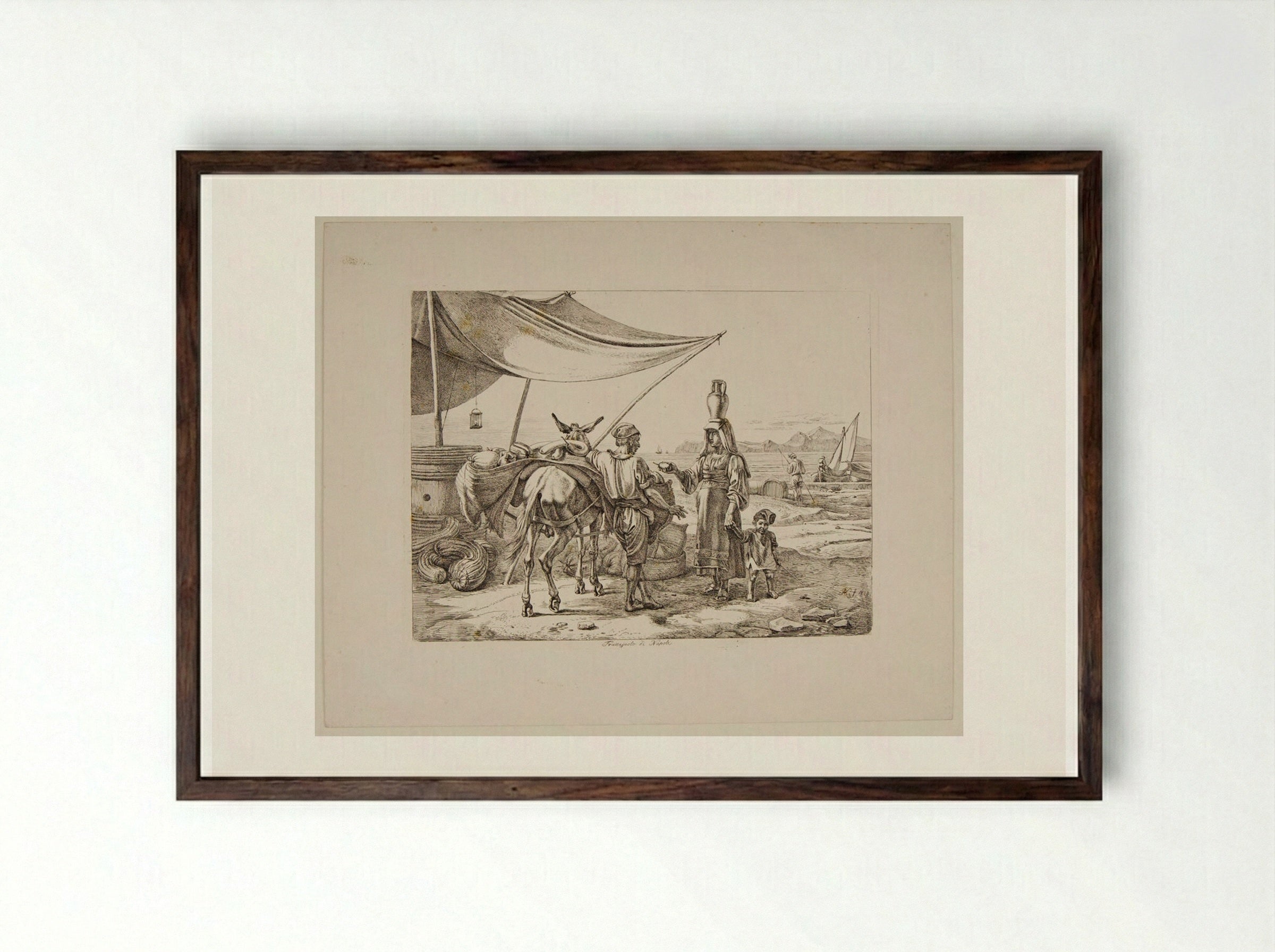 Fruit-dealer of Naples - Johann Adam Klein - Framed Print Dark Wood