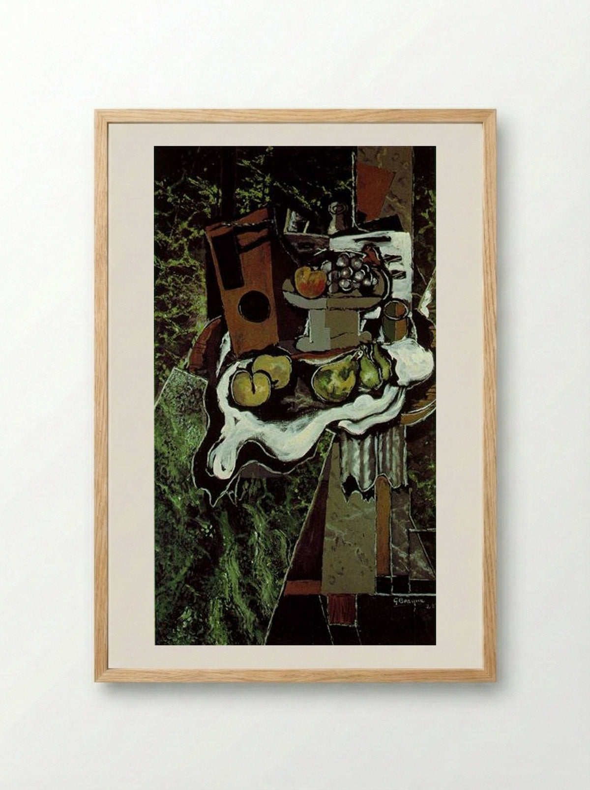 Fruit on a Tablecloth with a Fruitdish - Georges Braque - Framed Print Wood