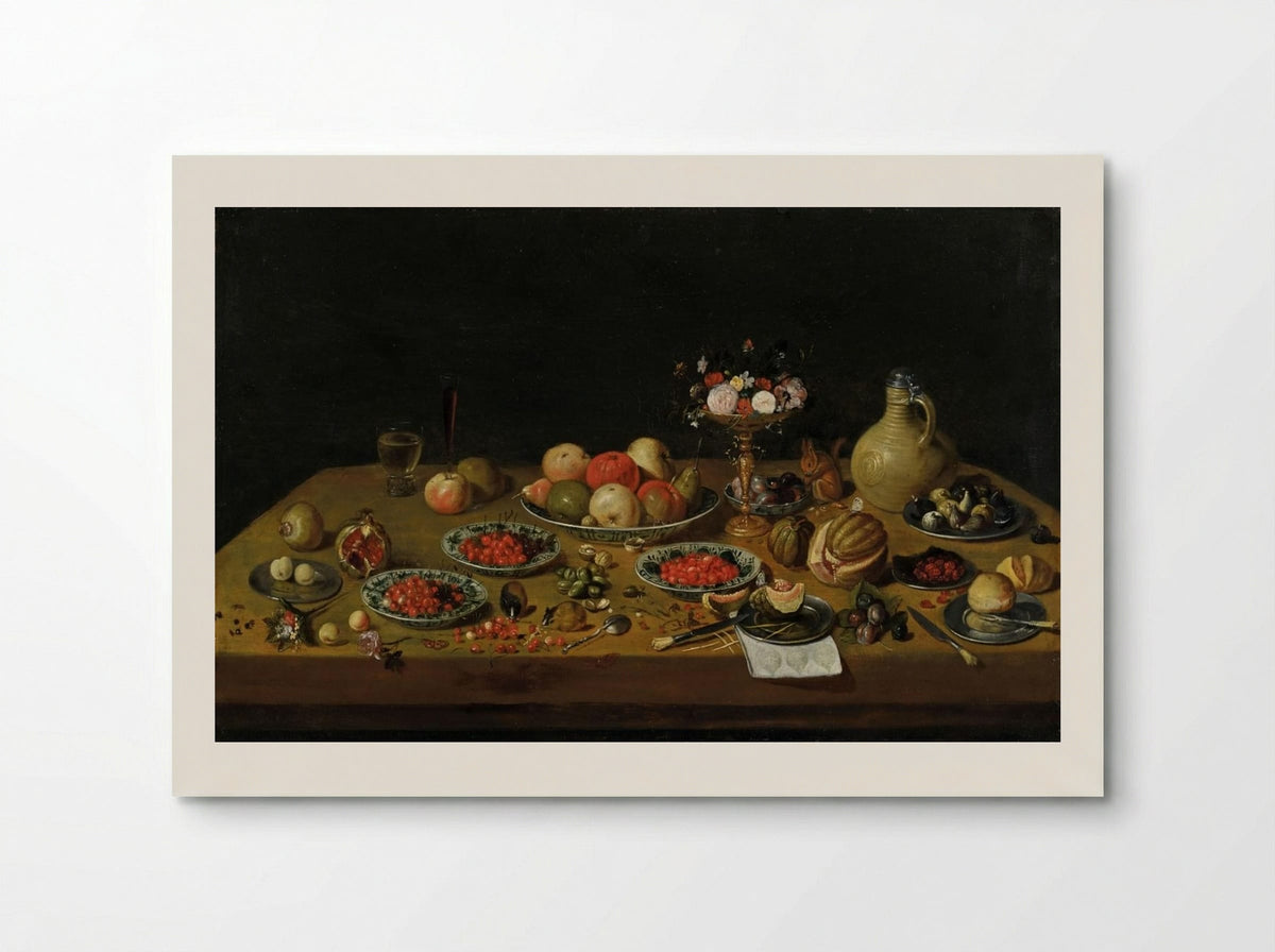 Fruit still life with flower tazza, squirrel, and jar - Jan van Kessel the Elder - Poster