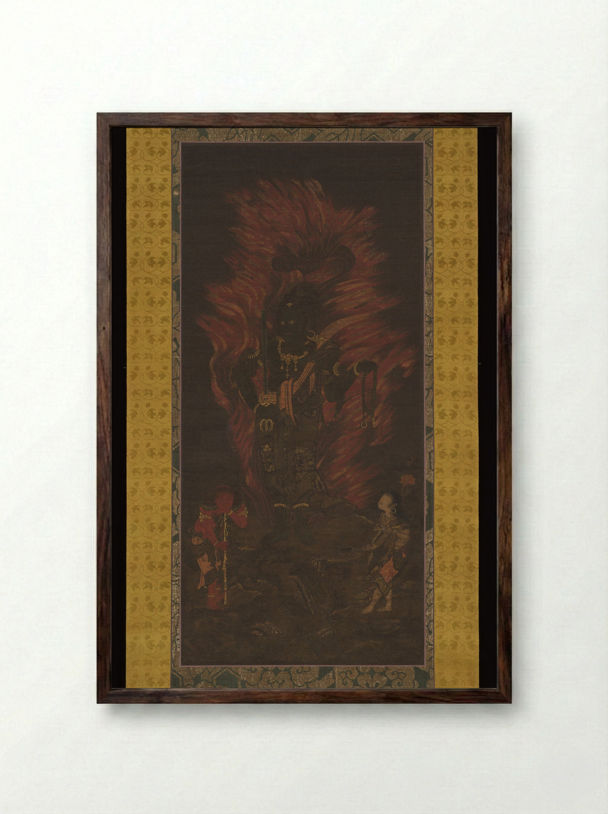 Fudō Myōō (Achala Vidyaraja), The Immovable Wisdom King - Fine Art Print - Framed Print Dark Wood