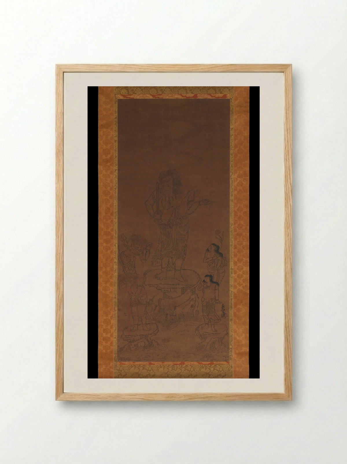 Fudō Myōō with Four Attendants, Outlined in Seed Syllables - Chikai - Framed Print Wood