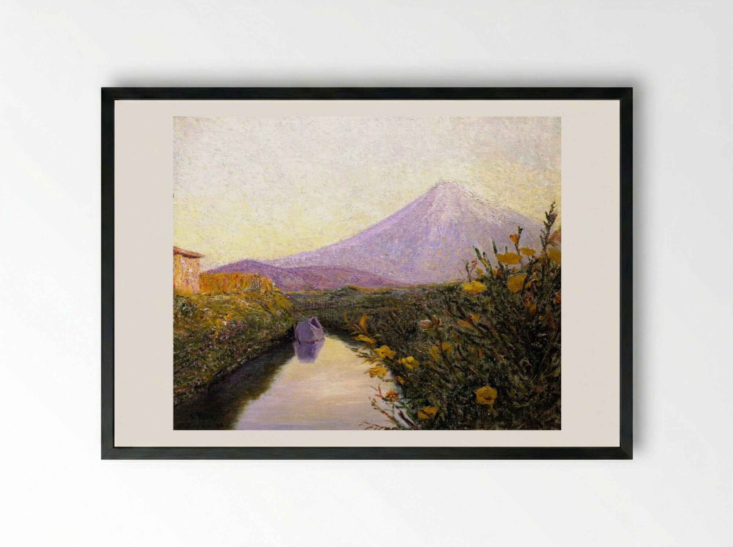 Fuji from the Canal, Iwabuchi - Lilla Cabot Perry - Framed Print Black
