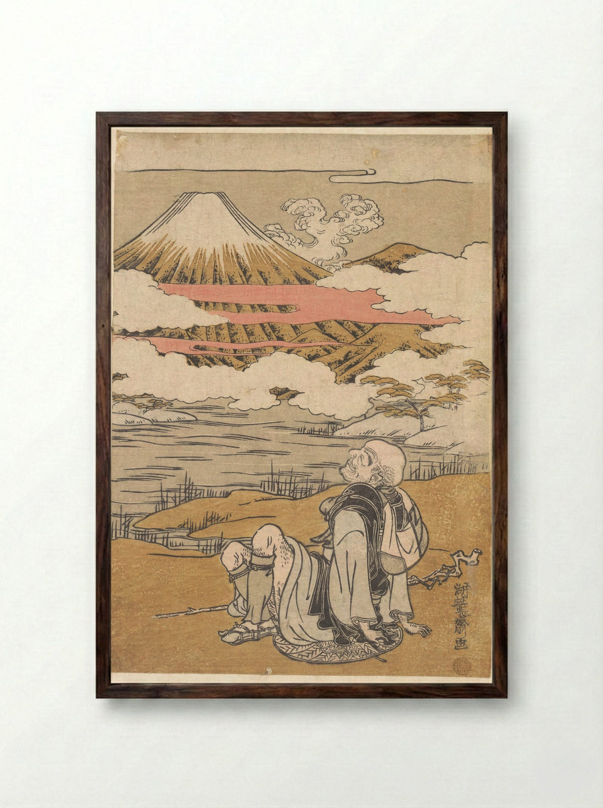 Fuji-mi Saigyo - Isoda Koryūsai - Framed Print Dark Wood