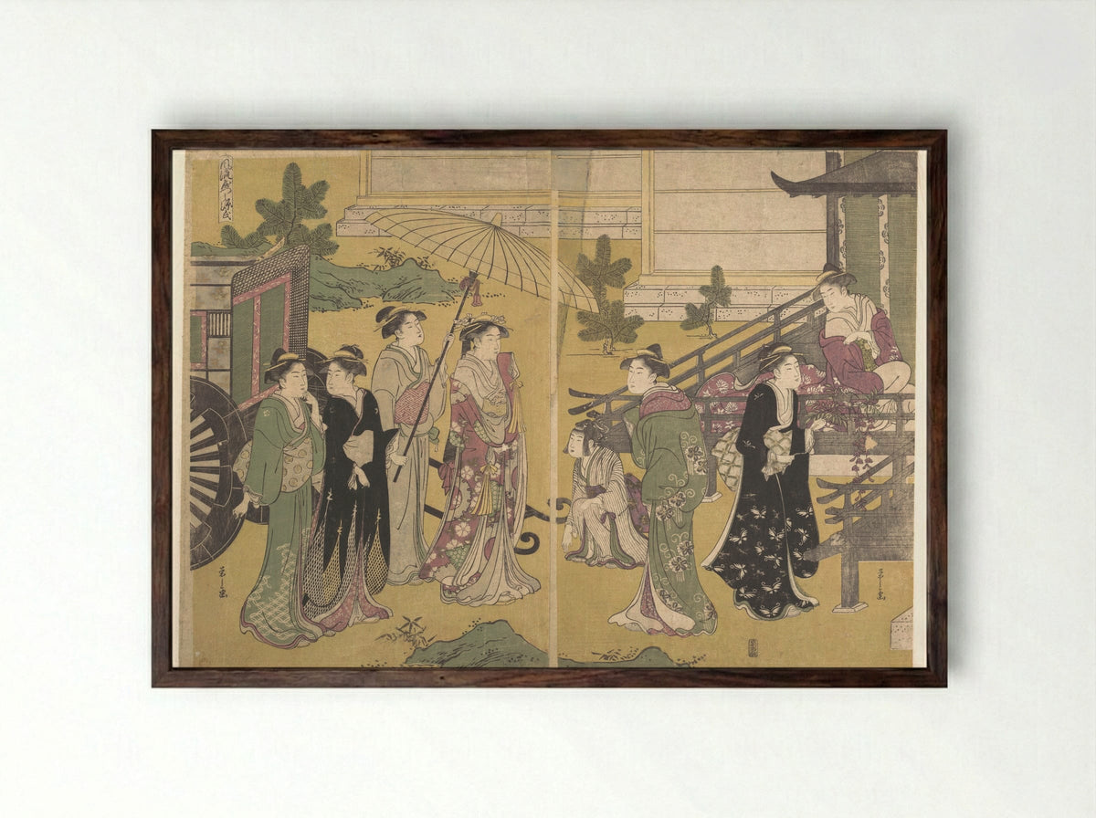 Fuji no Uraha - Chōbunsai Eishi - Framed Print Dark Wood