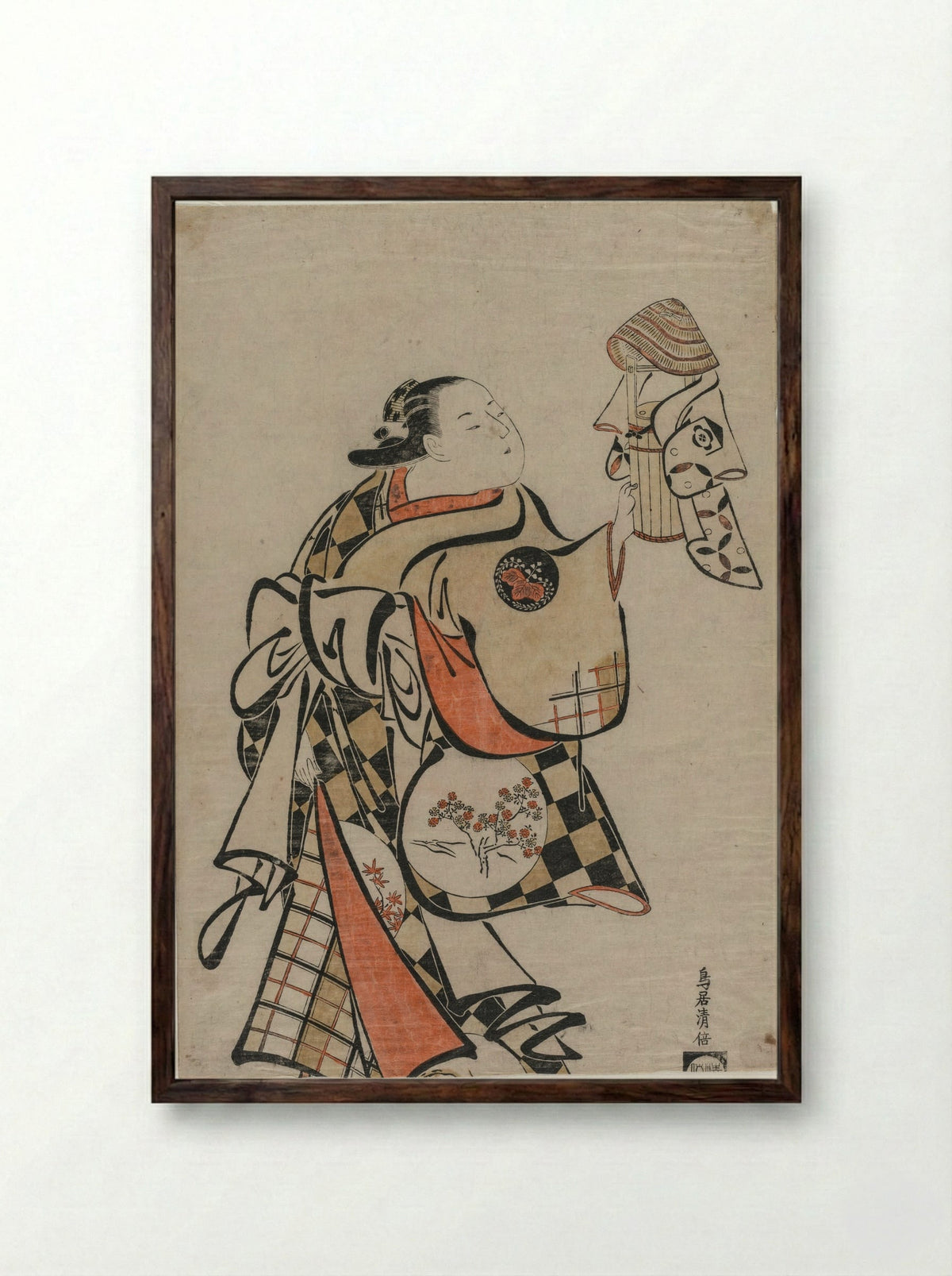 Fujimura Handayu as a Courtesan - Torii Kiyomasu - Framed Print Dark Wood