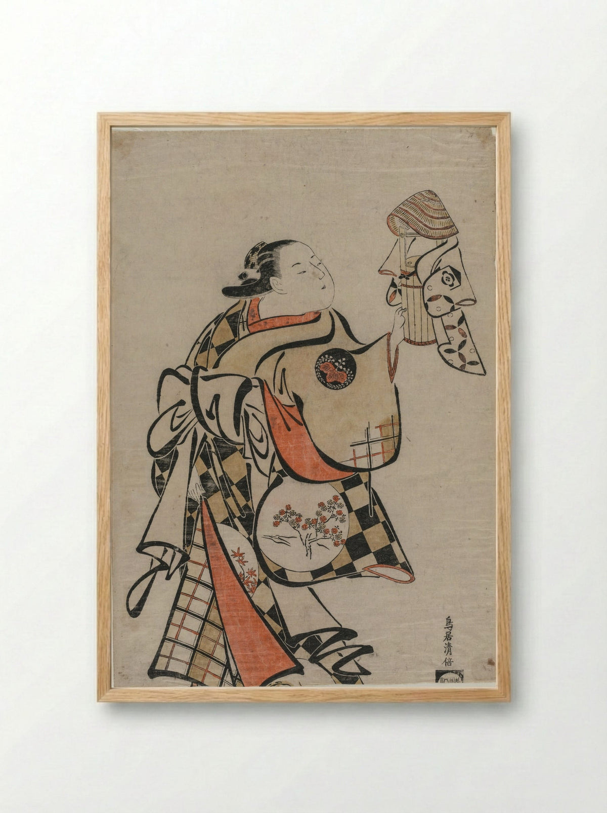Fujimura Handayu as a Courtesan - Torii Kiyomasu - Framed Print Wood