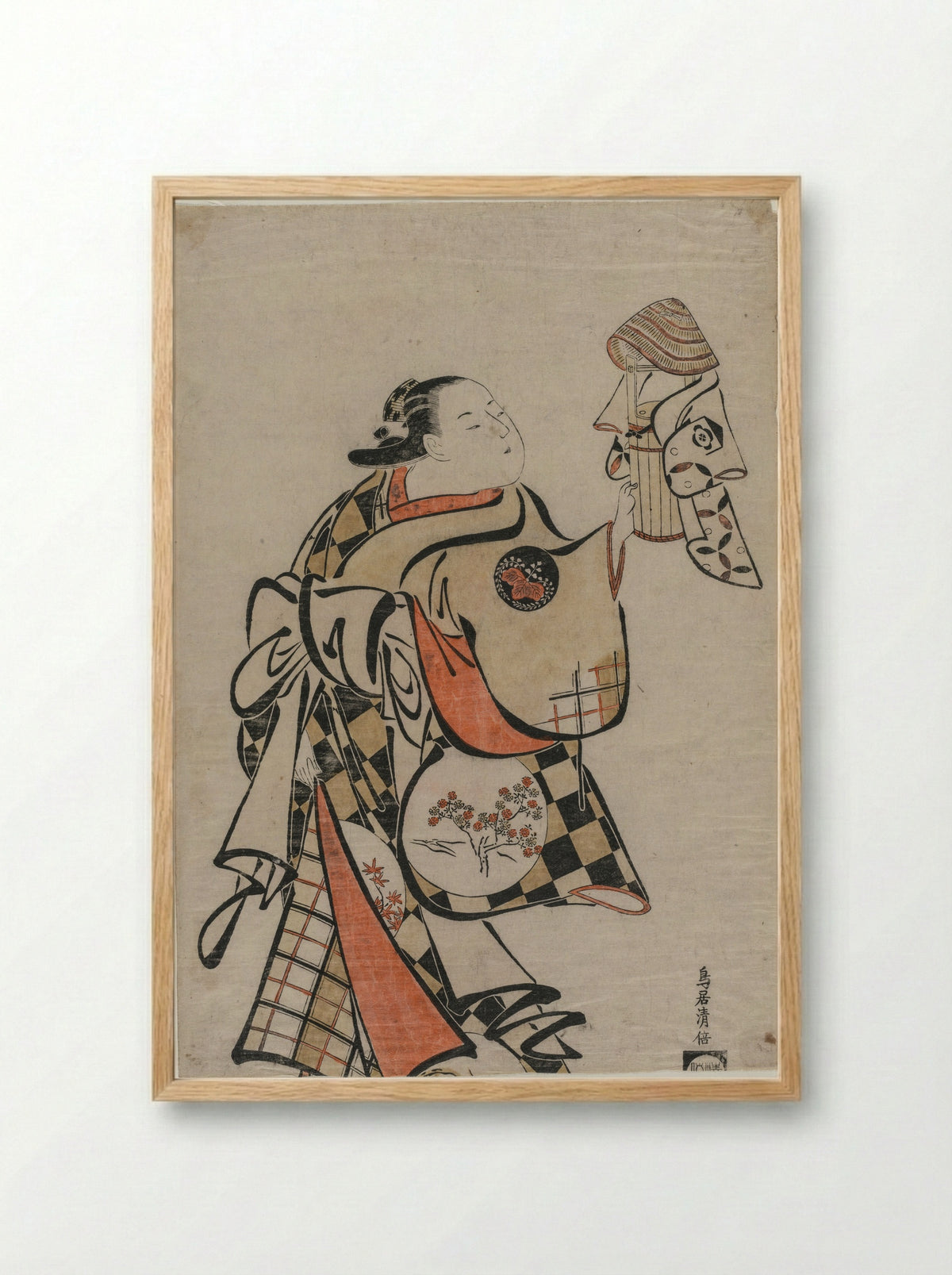 Fujimura Handayu as a Courtesan - Torii Kiyomasu - Framed Print Wood