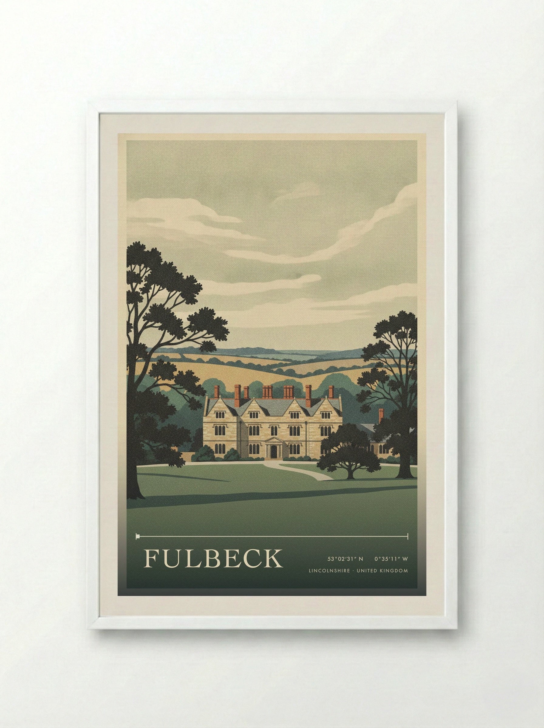 Fulbeck Lincolnshire United Kingdom Travel Poster - Framed Print White