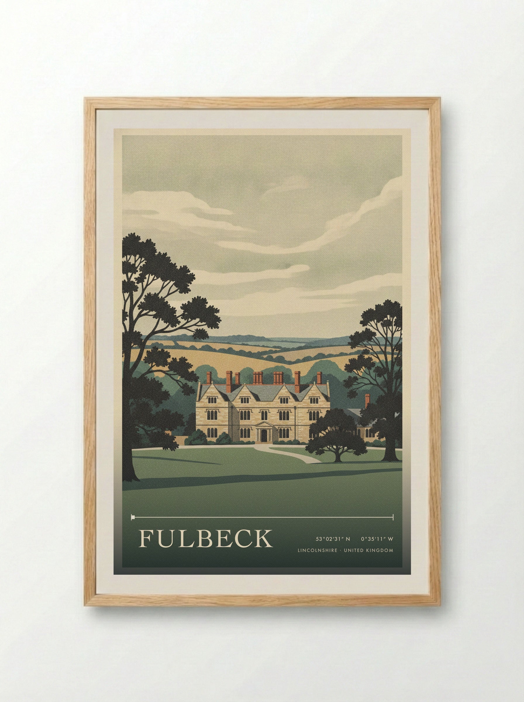 Fulbeck Lincolnshire United Kingdom Travel Poster - Framed Print Wood