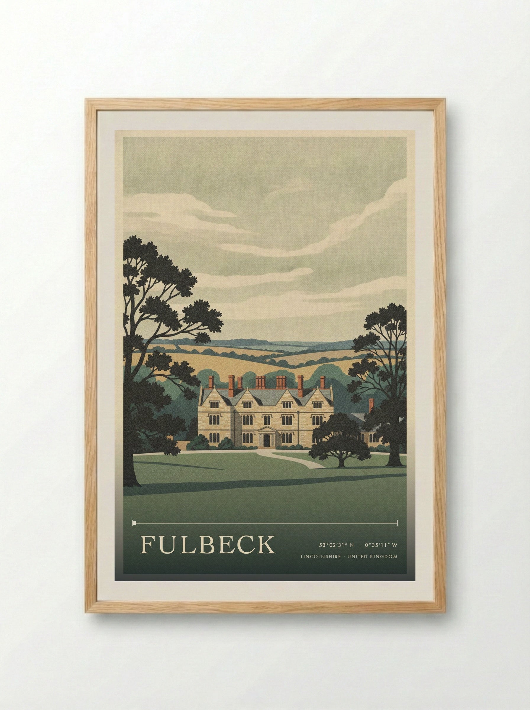 Fulbeck Lincolnshire United Kingdom Travel Poster - Framed Print Wood