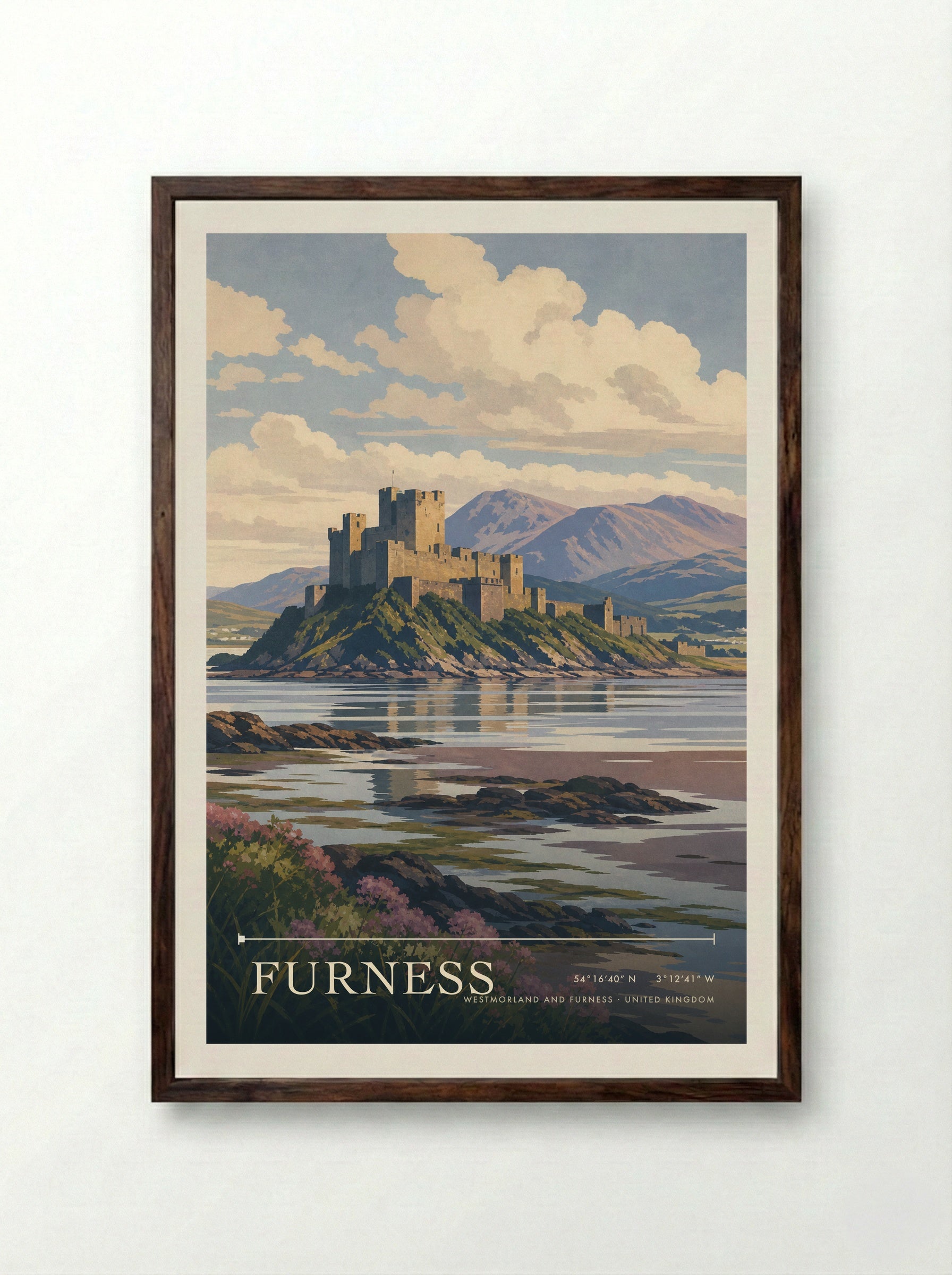 Furness Westmorland and Furness United Kingdom Travel Poster - Framed Print Dark Wood