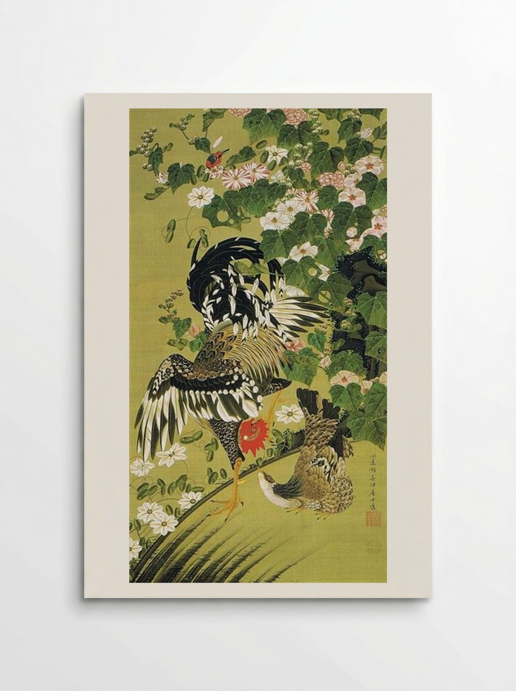 Fuyō Sōkeizu (Roosters and Hollyhocks) - Itō Jakuchū - Poster