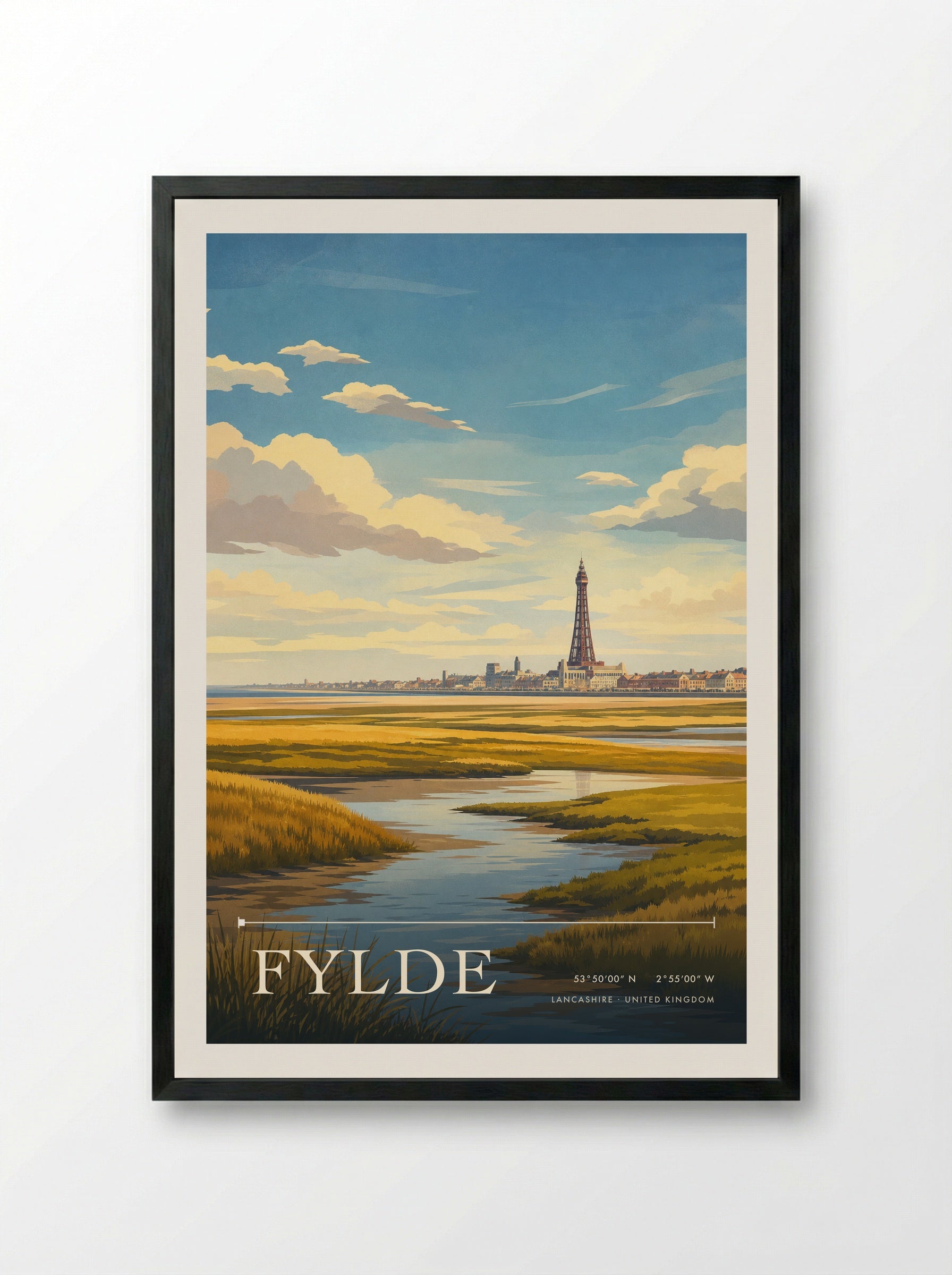 Fylde Lancashire United Kingdom Travel Poster - Framed Print Black