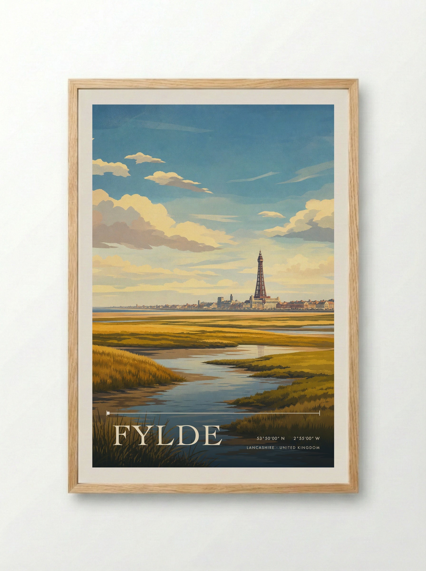 Fylde Lancashire United Kingdom Travel Poster - Framed Print Wood