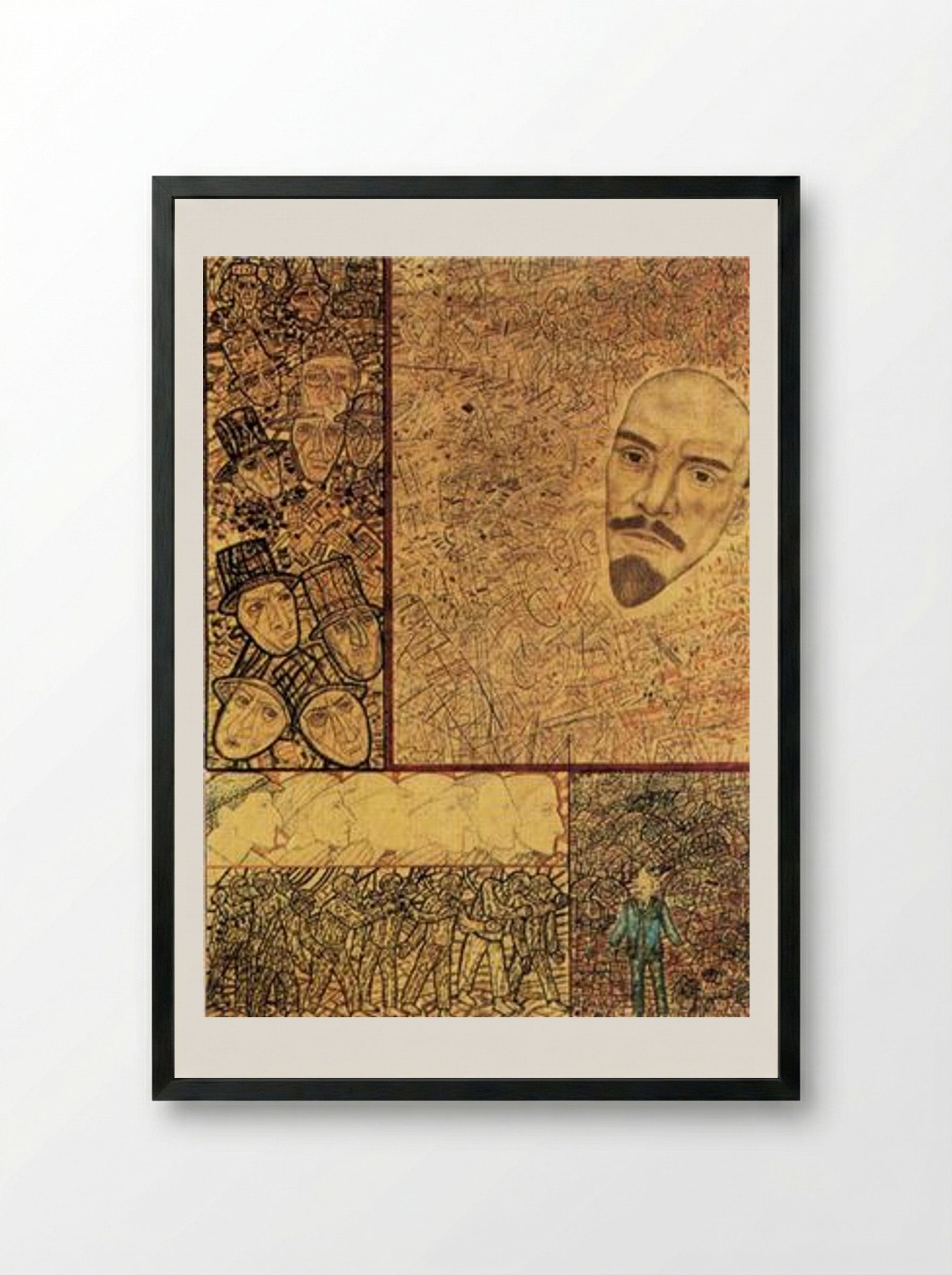 GOELRO (Lenin's Plan for the Electrification of Russia) - Pavel Filonov - Framed Print Black