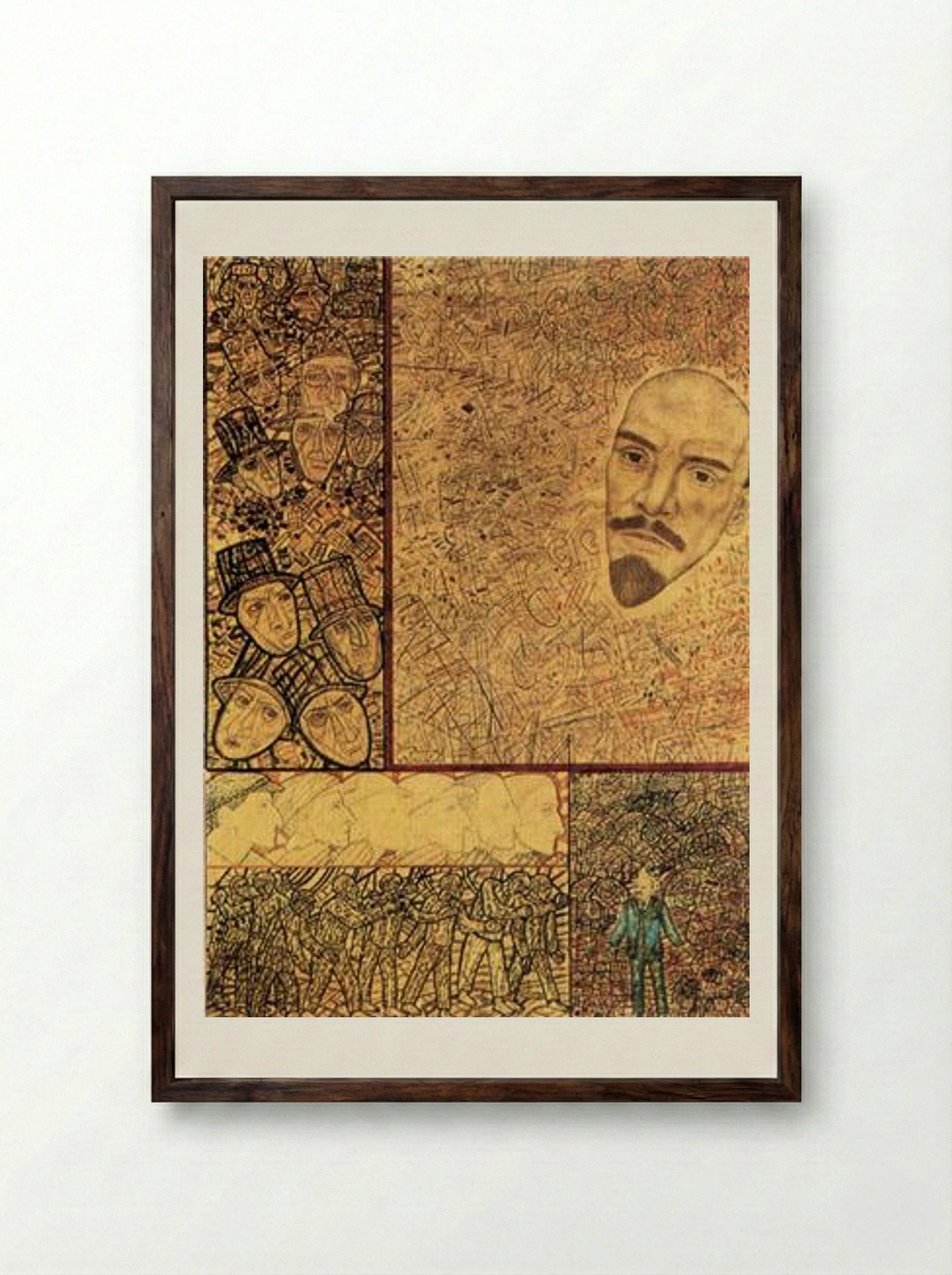 GOELRO (Lenin's Plan for the Electrification of Russia) - Pavel Filonov - Framed Print Dark Wood