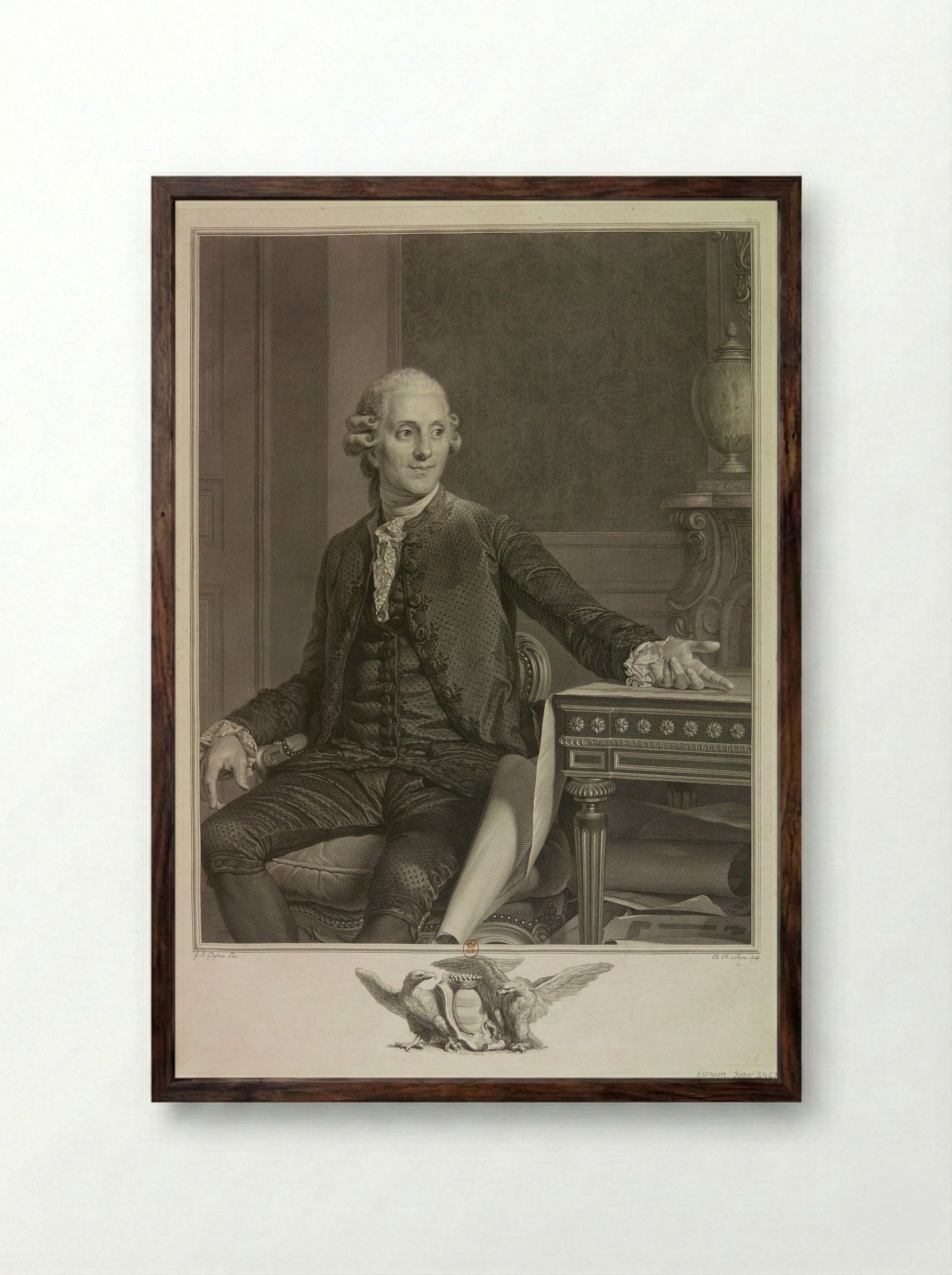 Gabriel Senac de Meilhan - Charles Clément Bervic - Framed Print Dark Wood