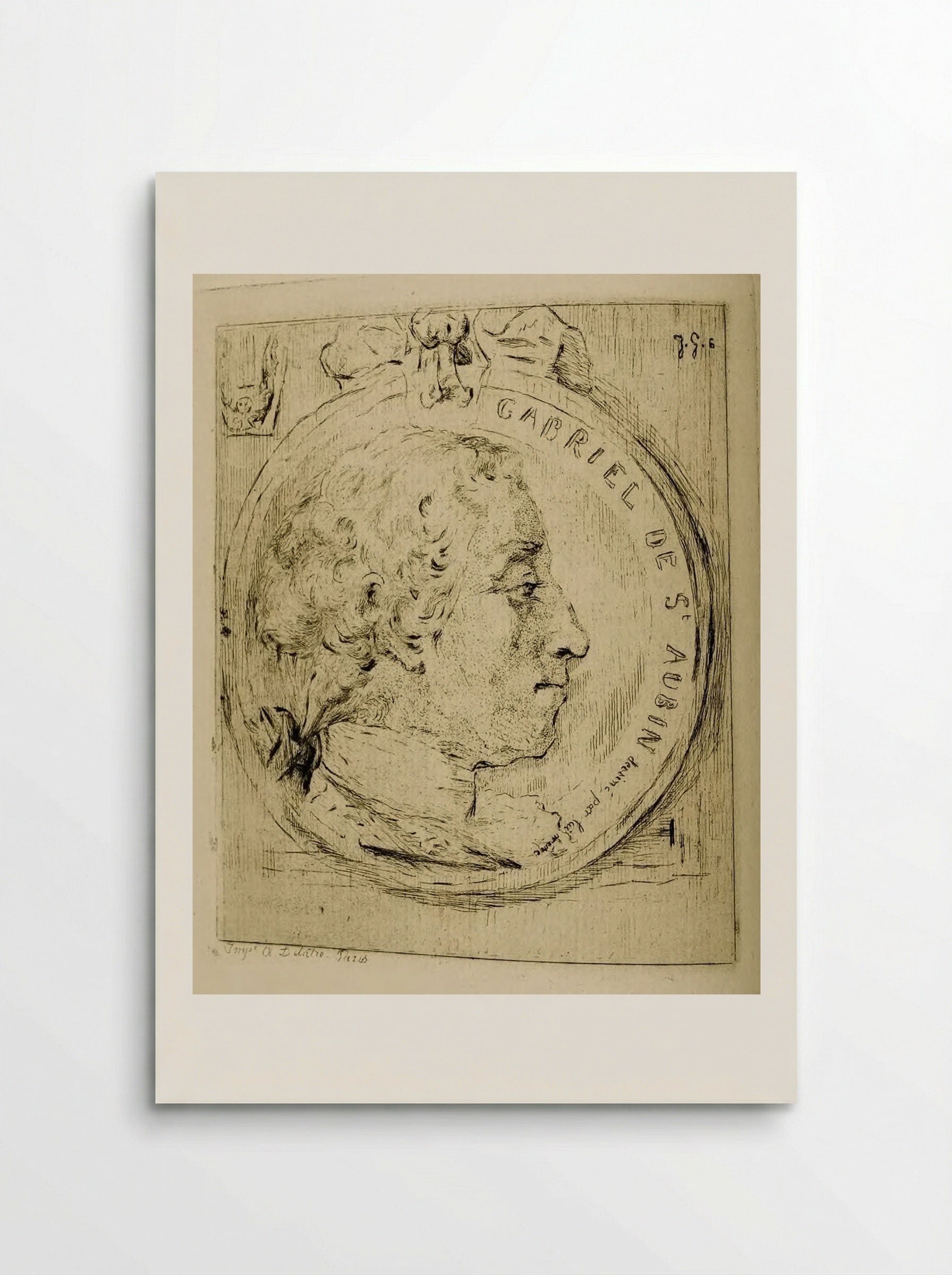 Gabriel de Saint-Aubin, in a Medallion - Jules de Goncourt - Poster