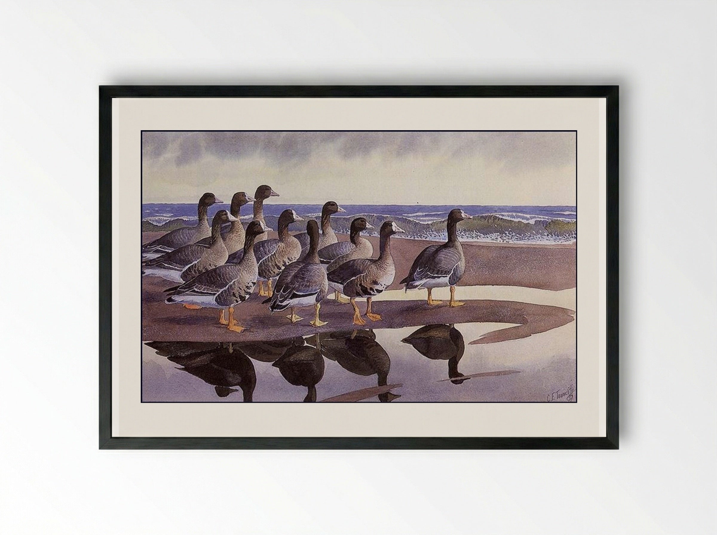 Gaggle at the Bar - Charles Tunnicliffe - Framed Print Black