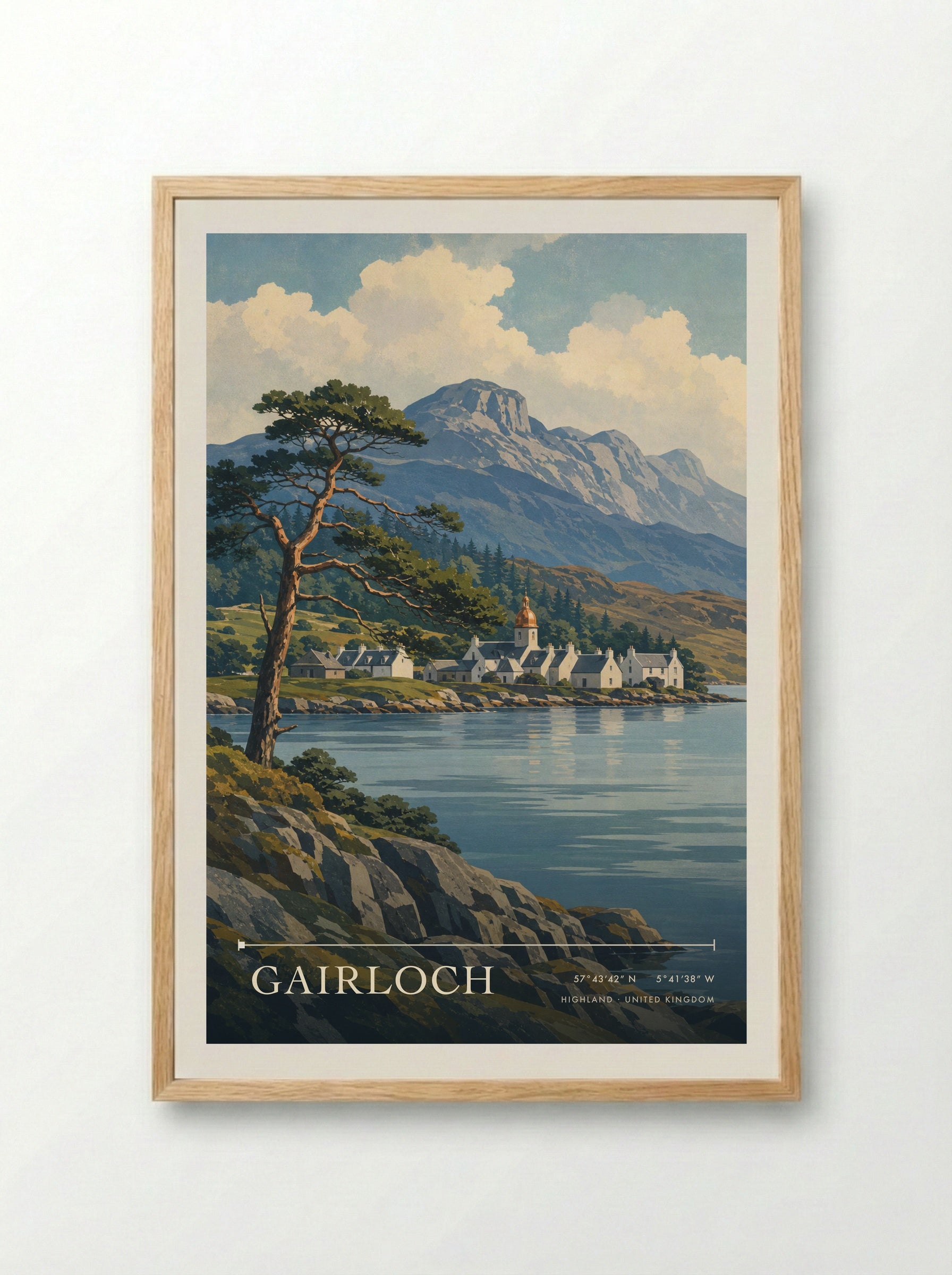 Gairloch Highland United Kingdom Travel Poster - Framed Print Wood