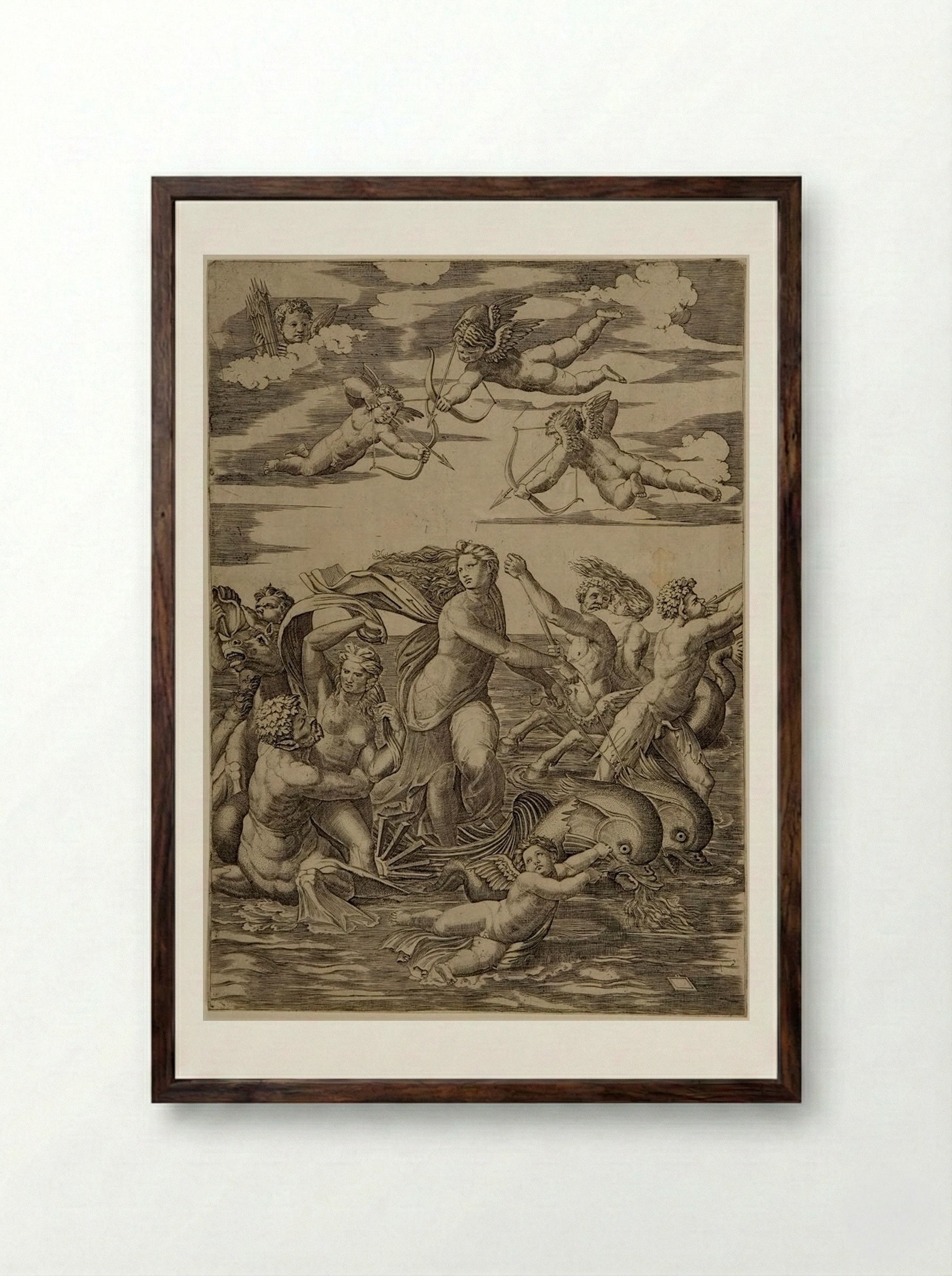 Galatea - Marcantonio Raimondi - Framed Print Dark Wood