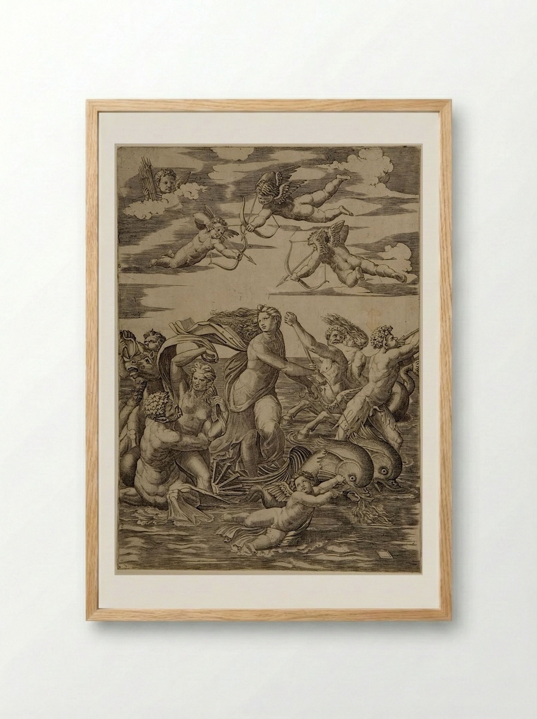 Galatea - Marcantonio Raimondi - Framed Print Wood