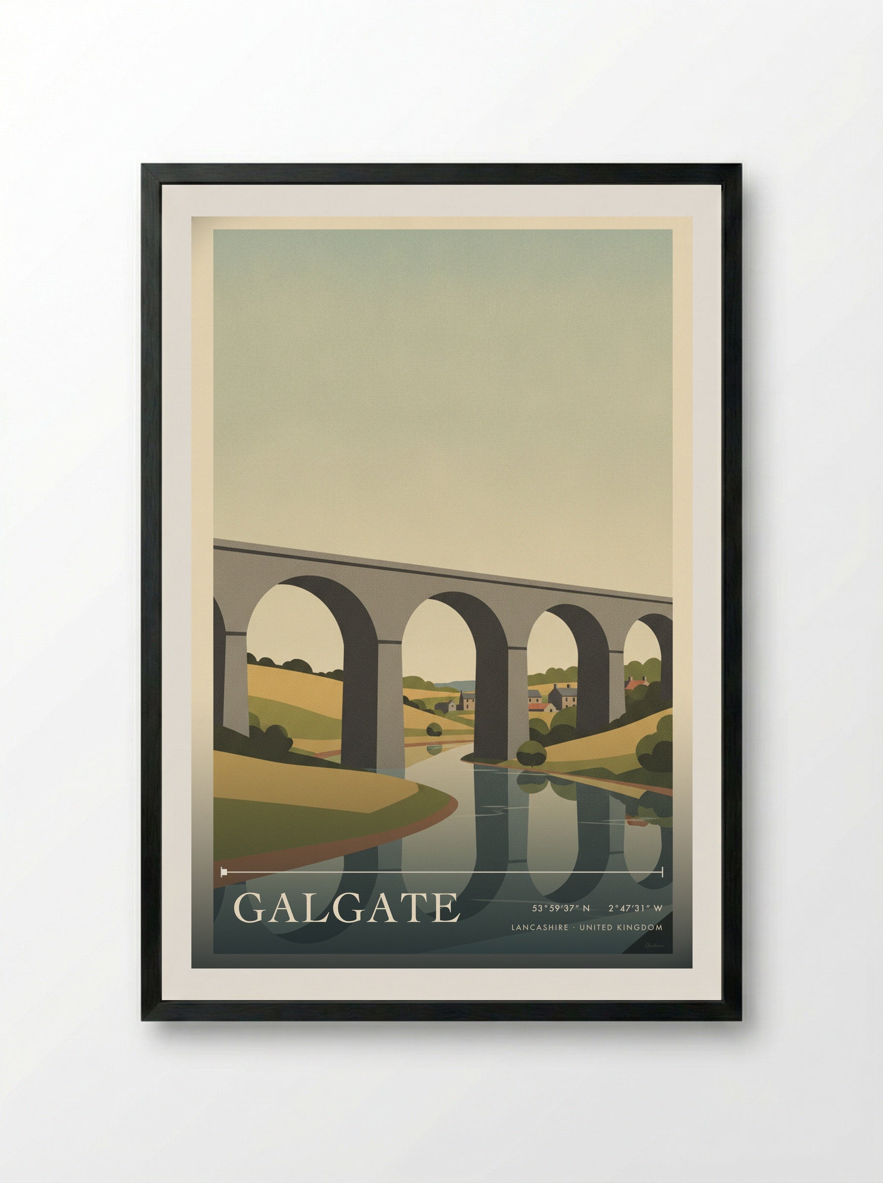 Galgate Lancashire United Kingdom Travel Poster - Framed Print Black