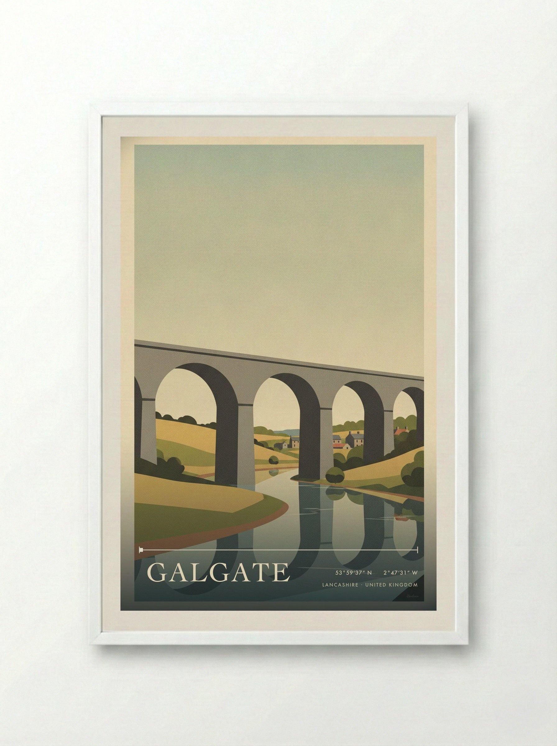 Galgate Lancashire United Kingdom Travel Poster - Framed Print White