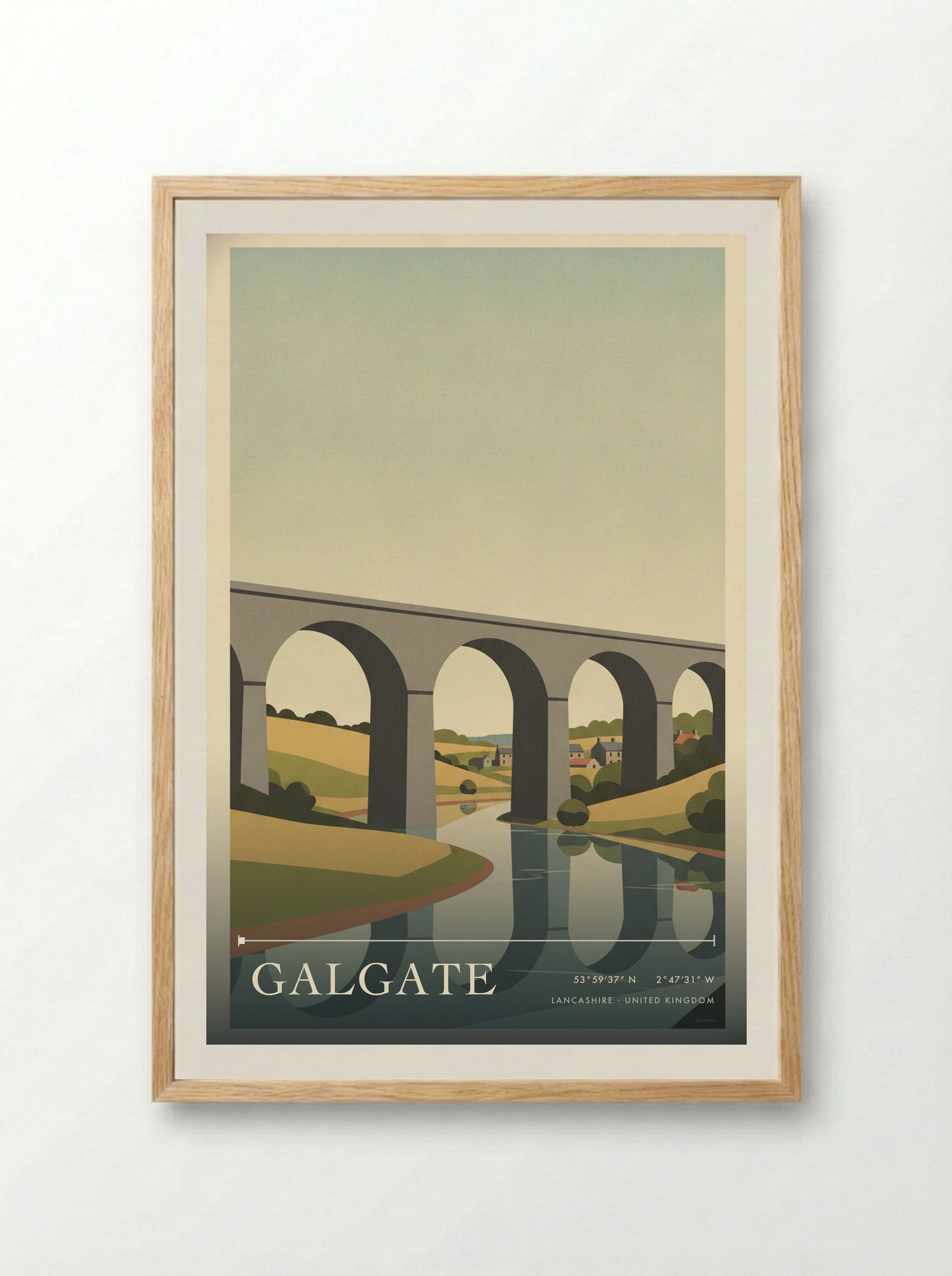 Galgate Lancashire United Kingdom Travel Poster - Framed Print Wood