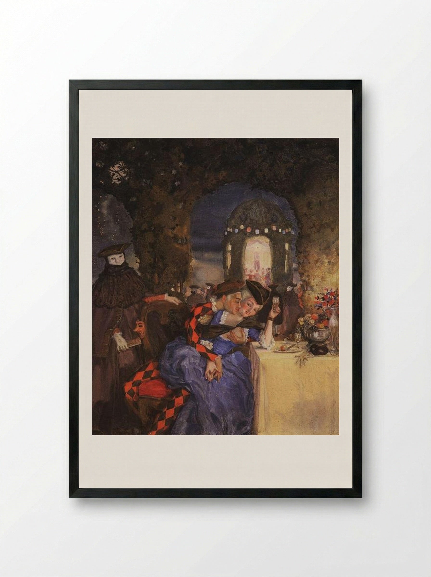 Gallant Scene (In the garden) - Konstantin Somov - Framed Print Black