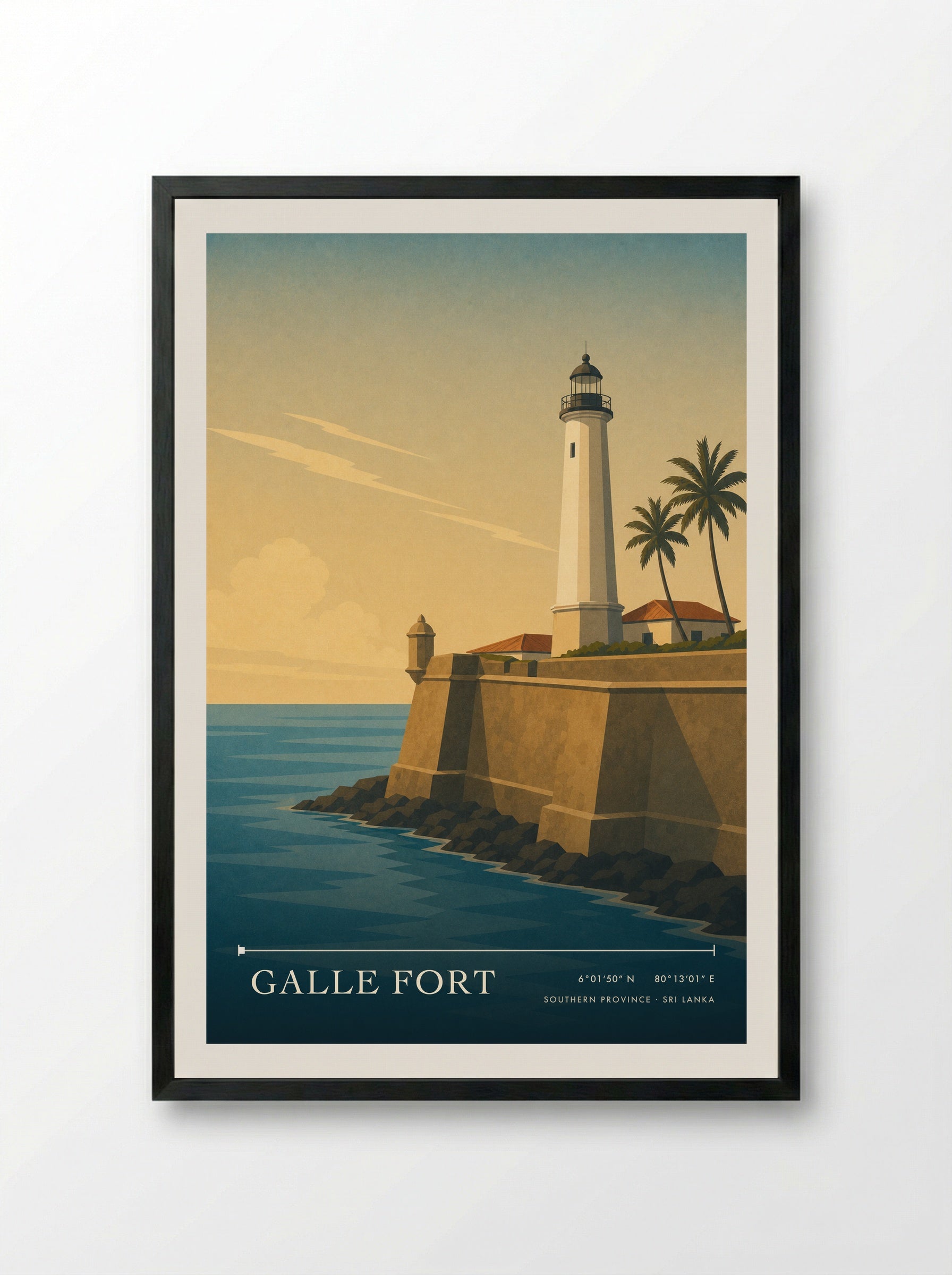 Galle Fort Southern Province Sri Lanka Travel Poster - Framed Print Black
