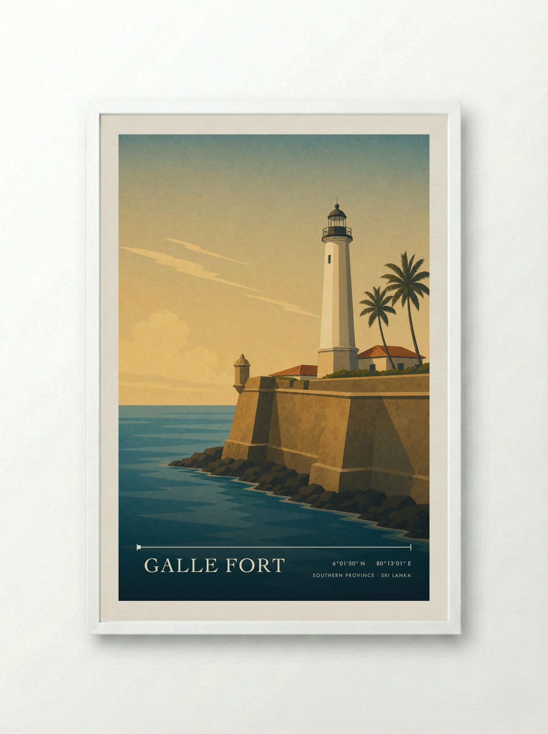 Galle Fort Southern Province Sri Lanka Travel Poster - Framed Print White