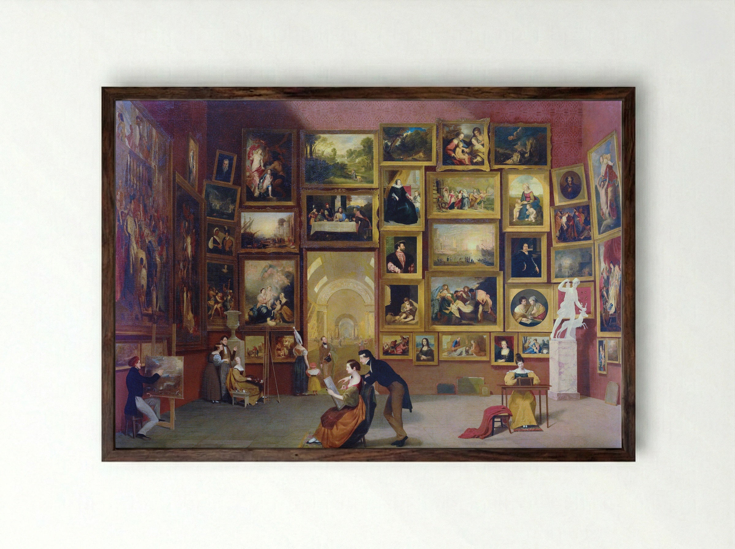 Gallery of the Louvre - Samuel Finley Breese Morse - Framed Print Dark Wood