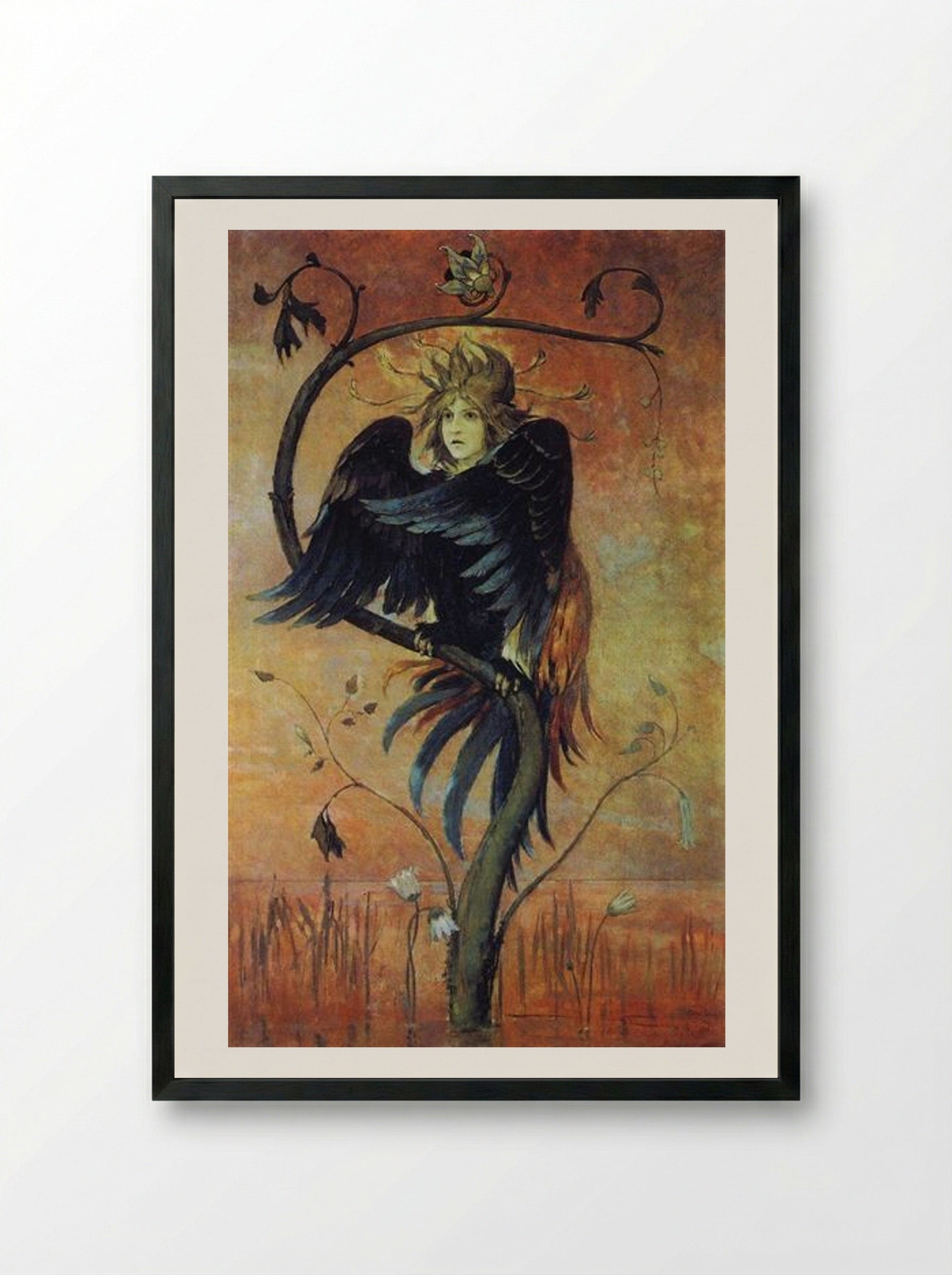 Gamaun, The Prophetic Bird - Viktor Vasnetsov - Framed Print Black