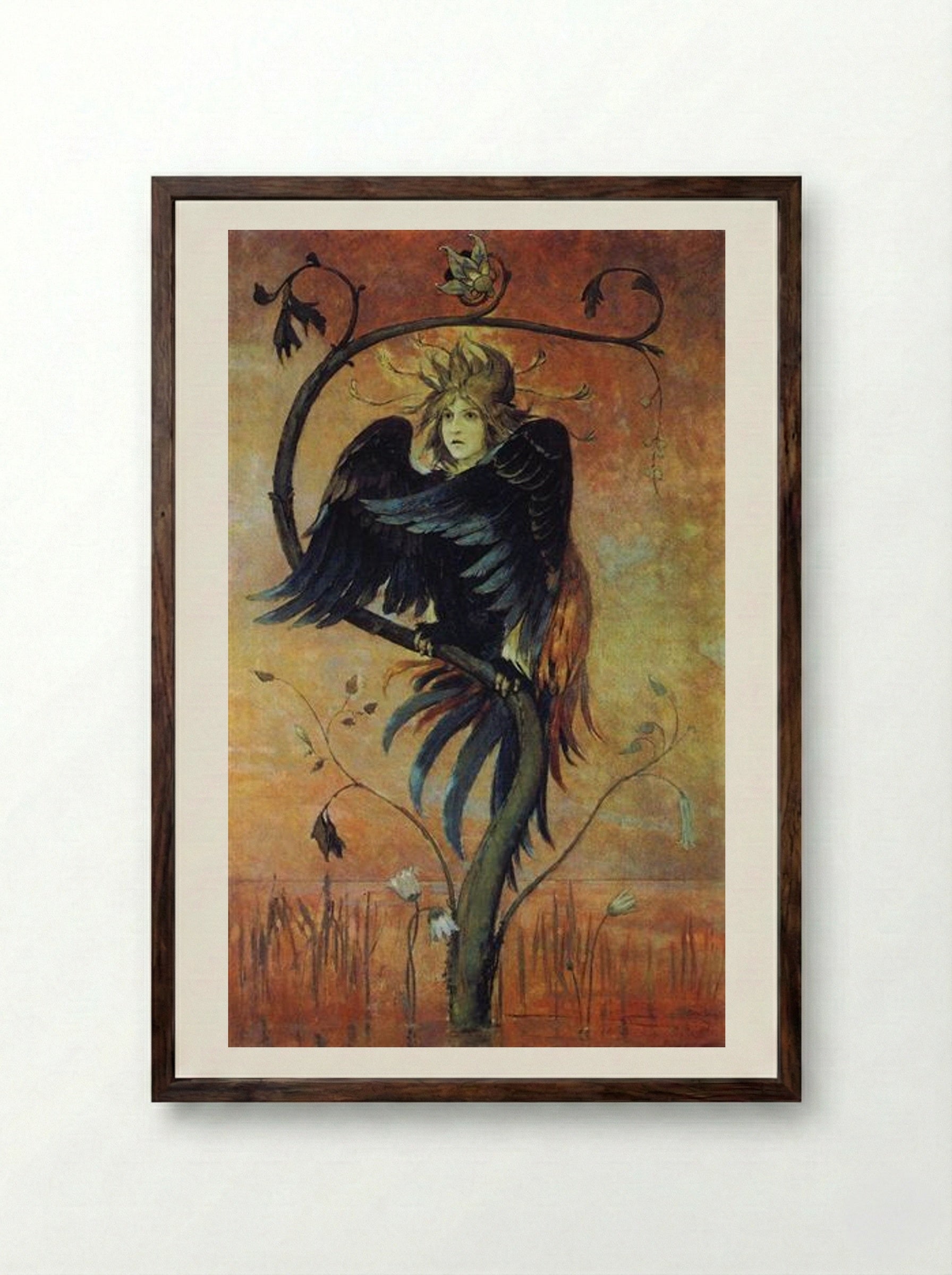 Gamaun, The Prophetic Bird - Viktor Vasnetsov - Framed Print Dark Wood