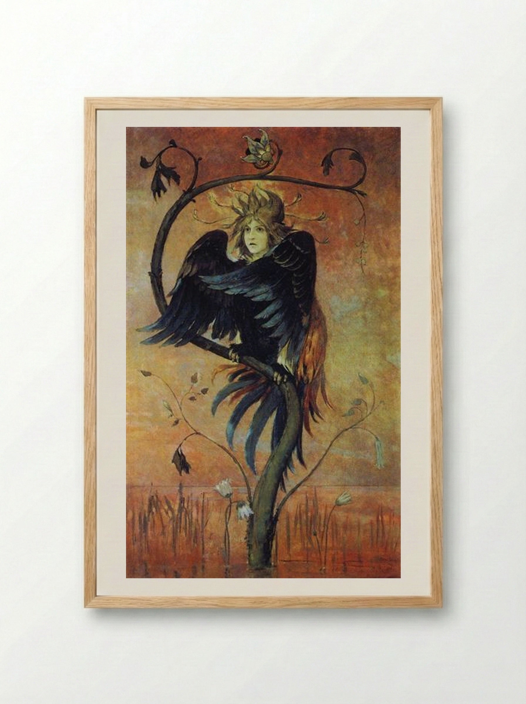 Gamaun, The Prophetic Bird - Viktor Vasnetsov - Framed Print Wood
