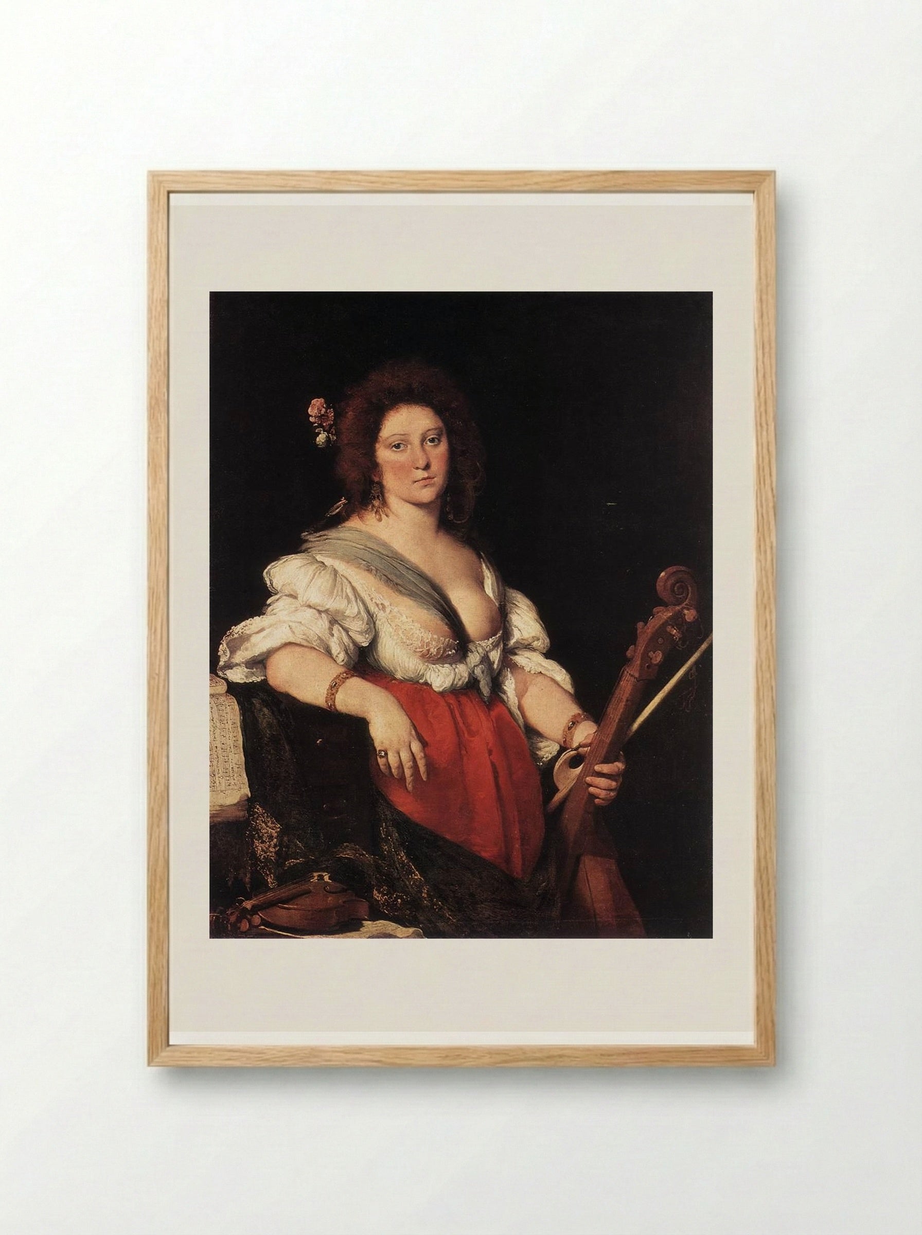 Gamba Player - Bernardo Strozzi - Framed Print Wood