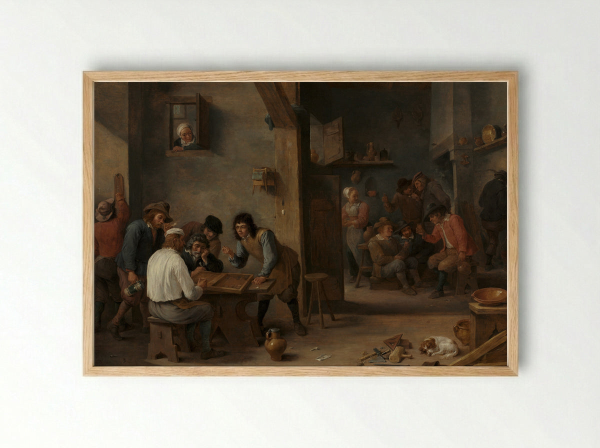 Game of Backgammon - David Teniers the Younger - Framed Print Wood
