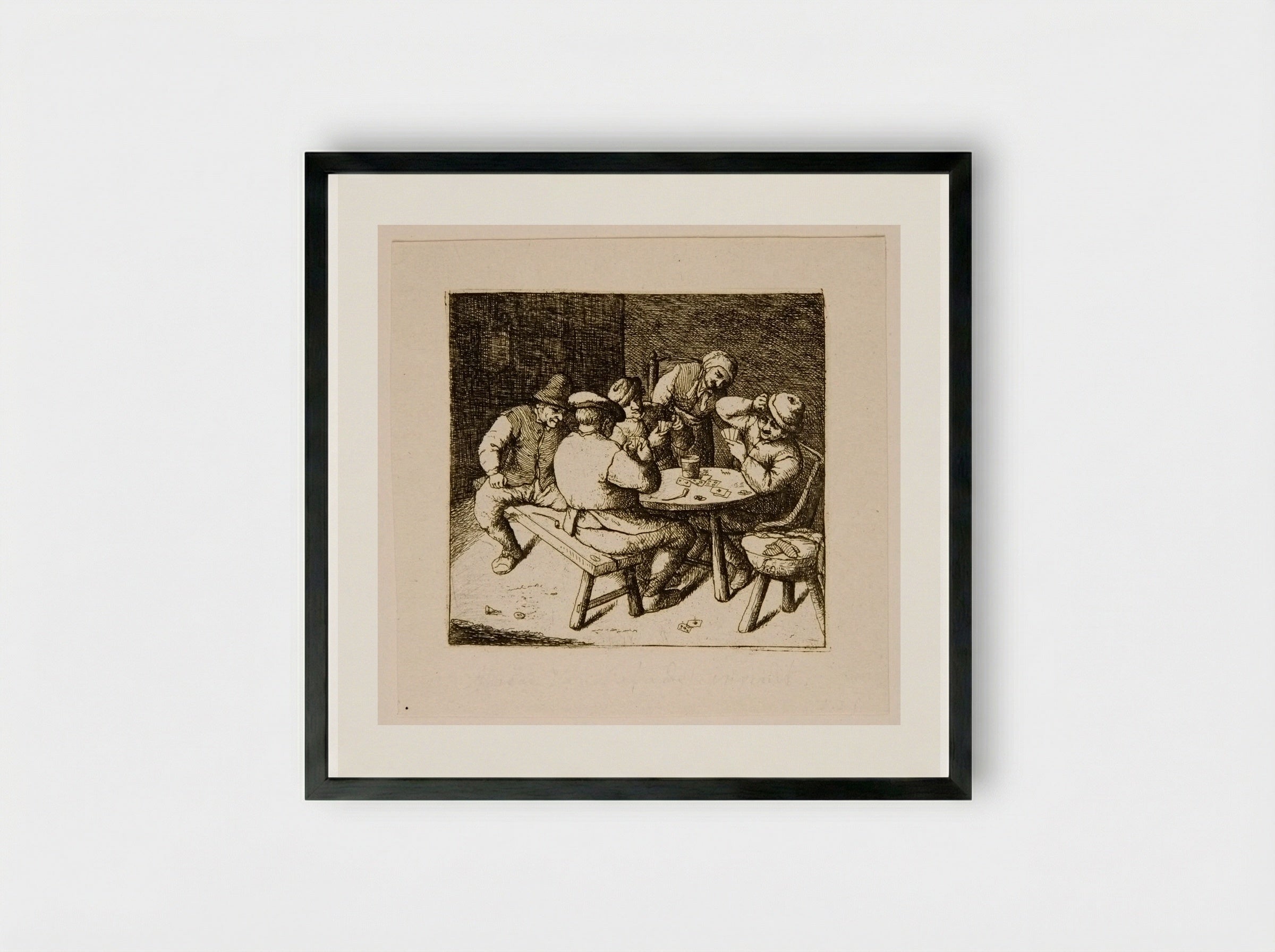 Game of Cards (second plate) - David Deuchar - Framed Print Black