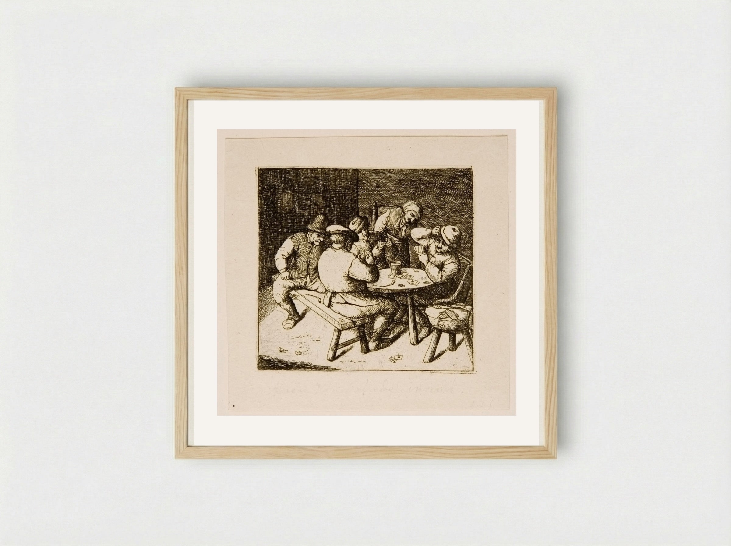 Game of Cards (second plate) - David Deuchar - Framed Print Wood