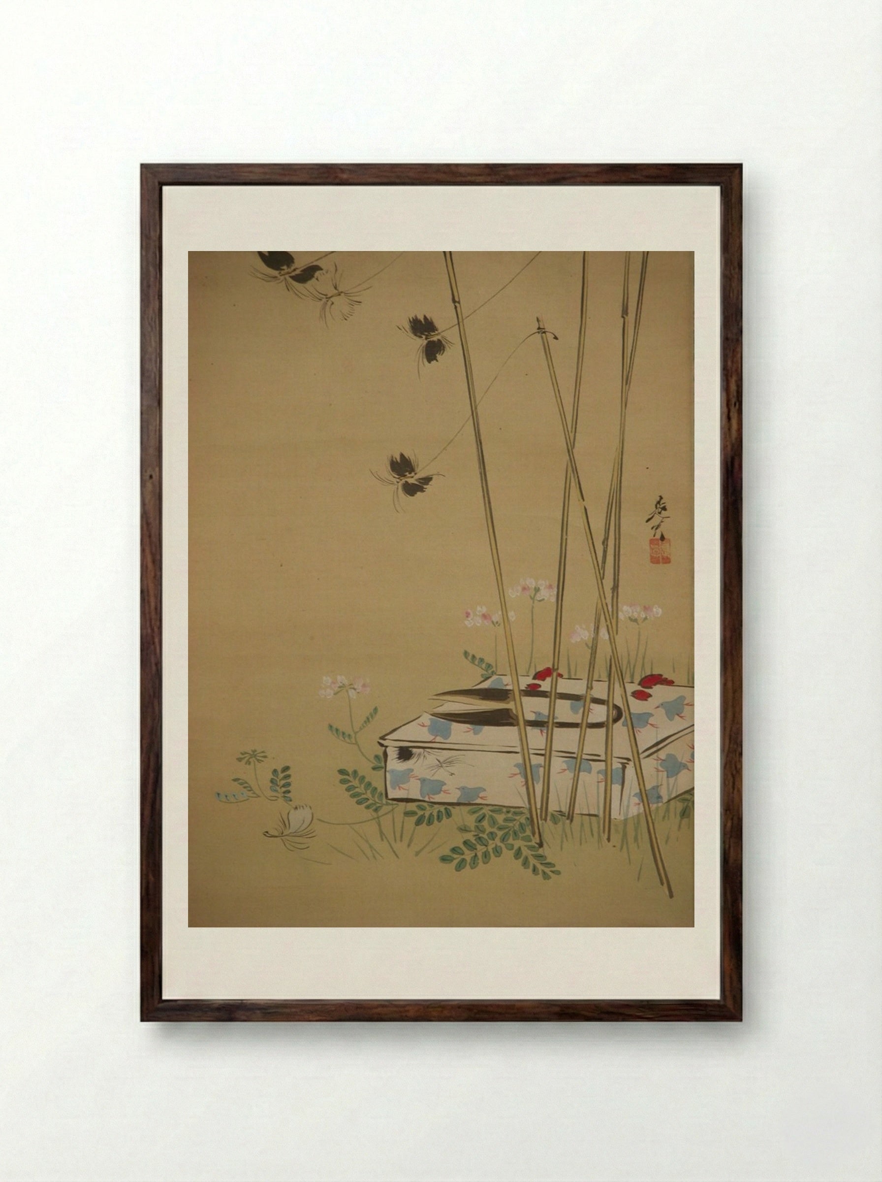Garden Scene - Shibata Zeshin - Framed Print Dark Wood